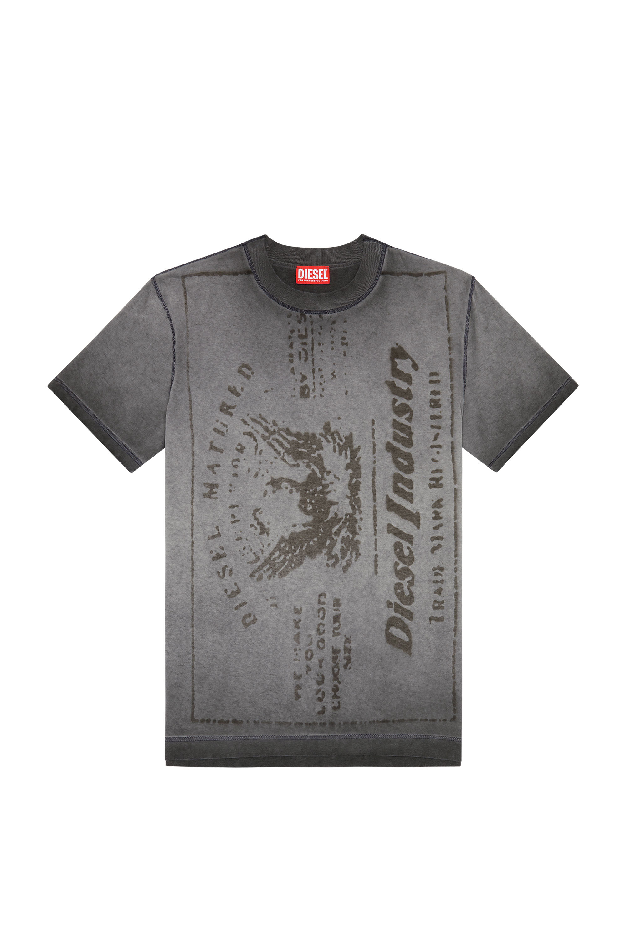 Diesel - T-DIEGOR-L2, Man T-shirt with faded jacron print in Grey - Image 5