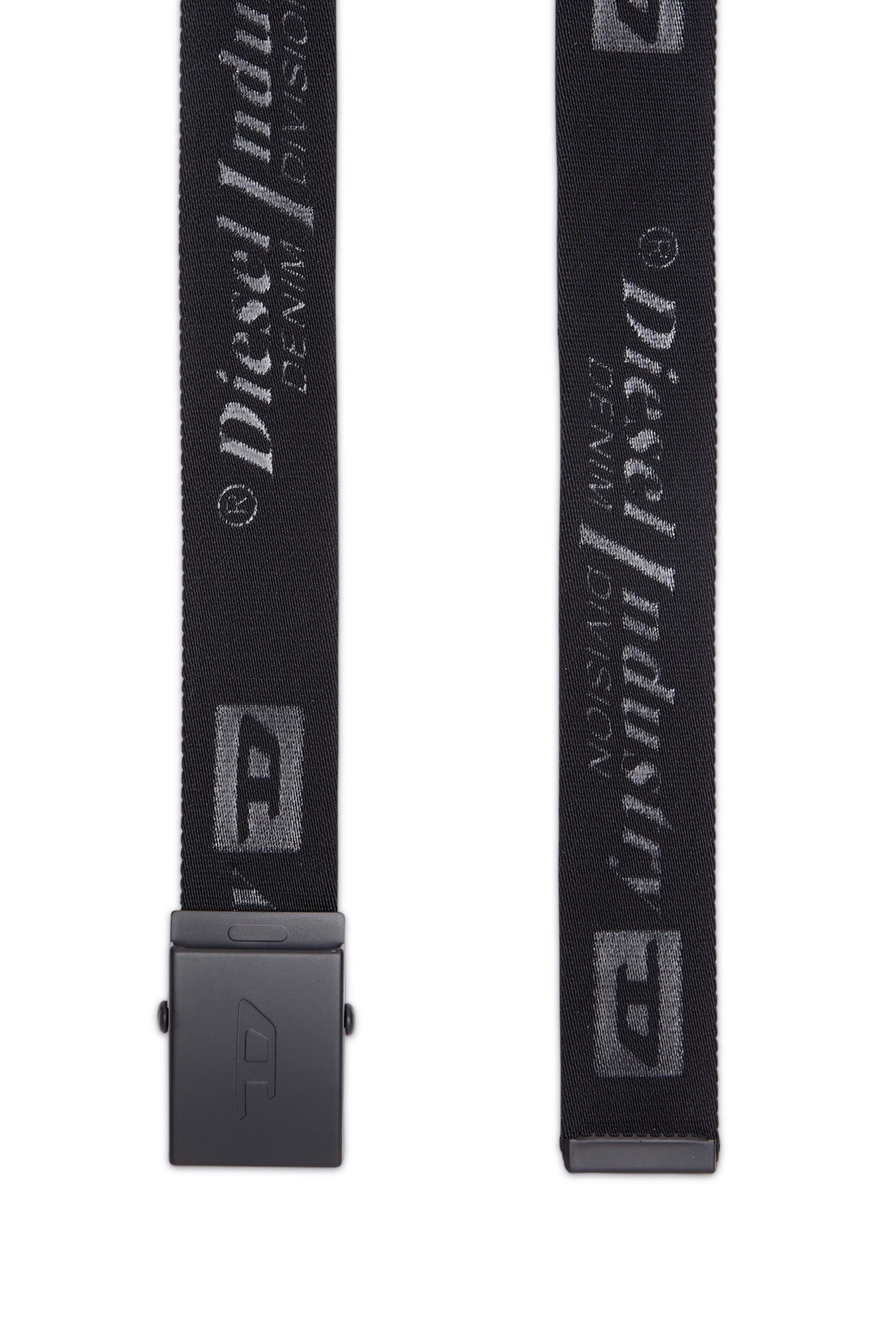 Diesel - B-DIESEL IND-TAPE, Man's Tape belt with all-over logos in Black - 2