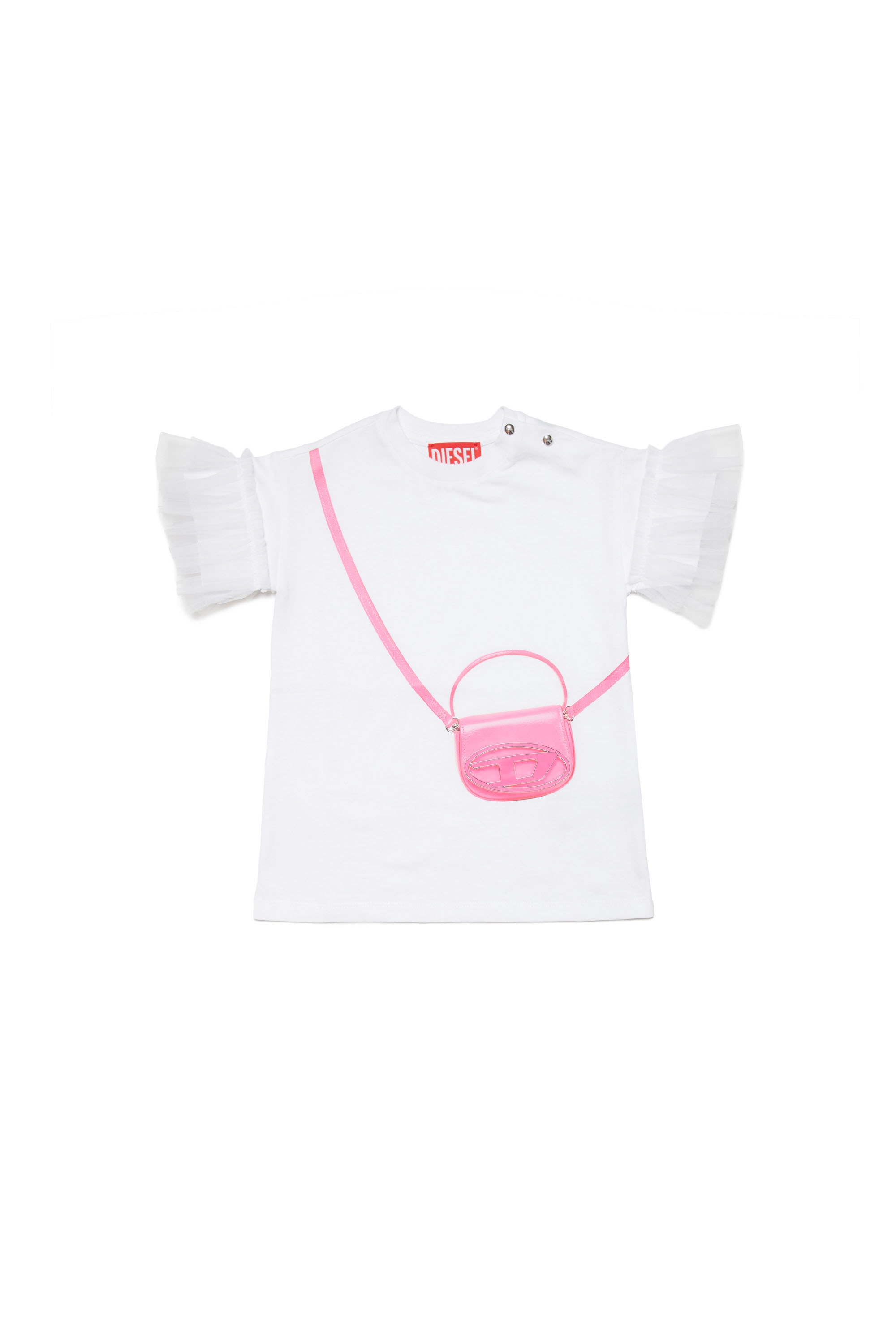 Diesel - DULCISIB, Woman T-shirt dress with trompe l'oeil bag in White - Image 1
