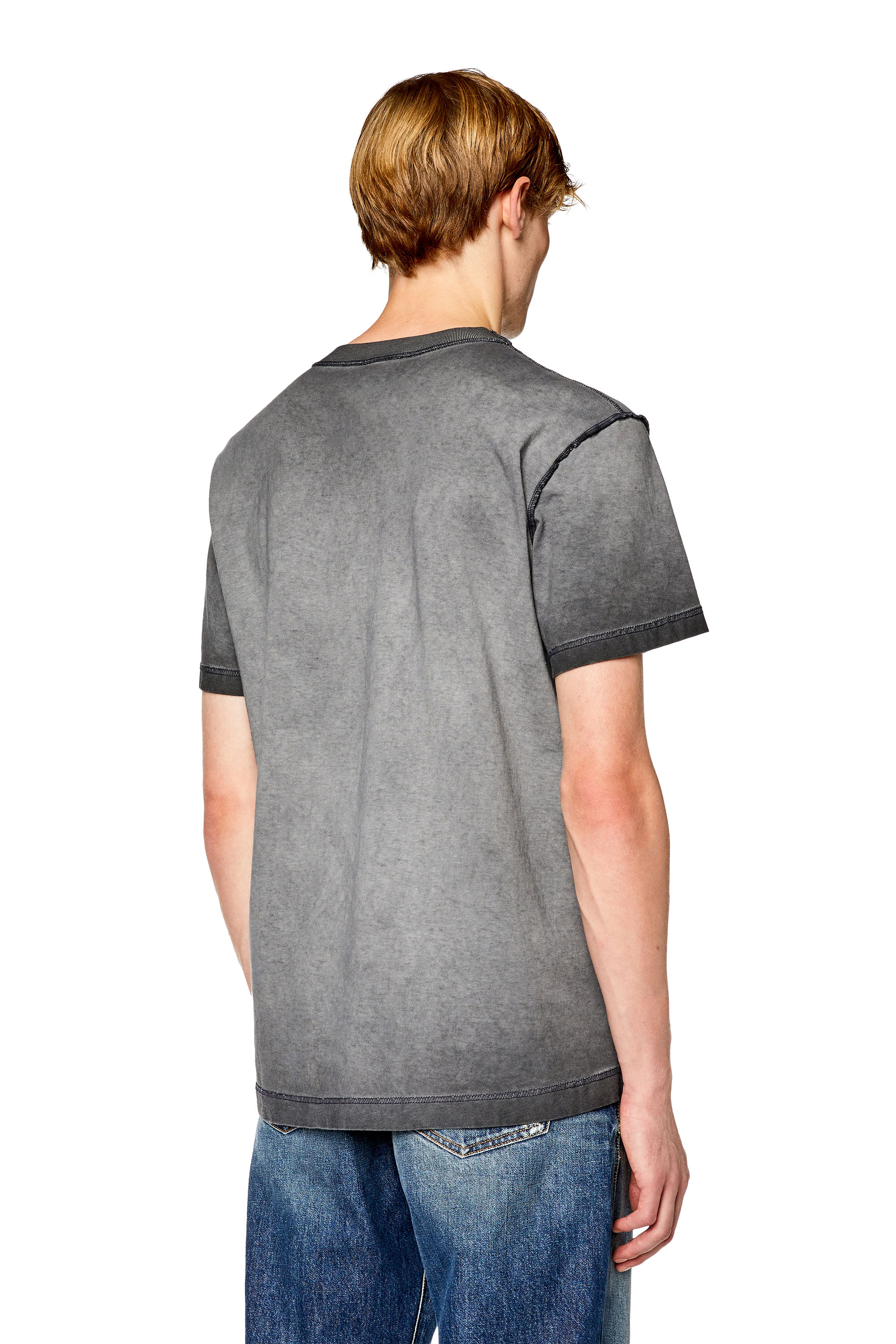 Diesel - T-DIEGOR-L2, Man T-shirt with faded jacron print in Grey - Image 3