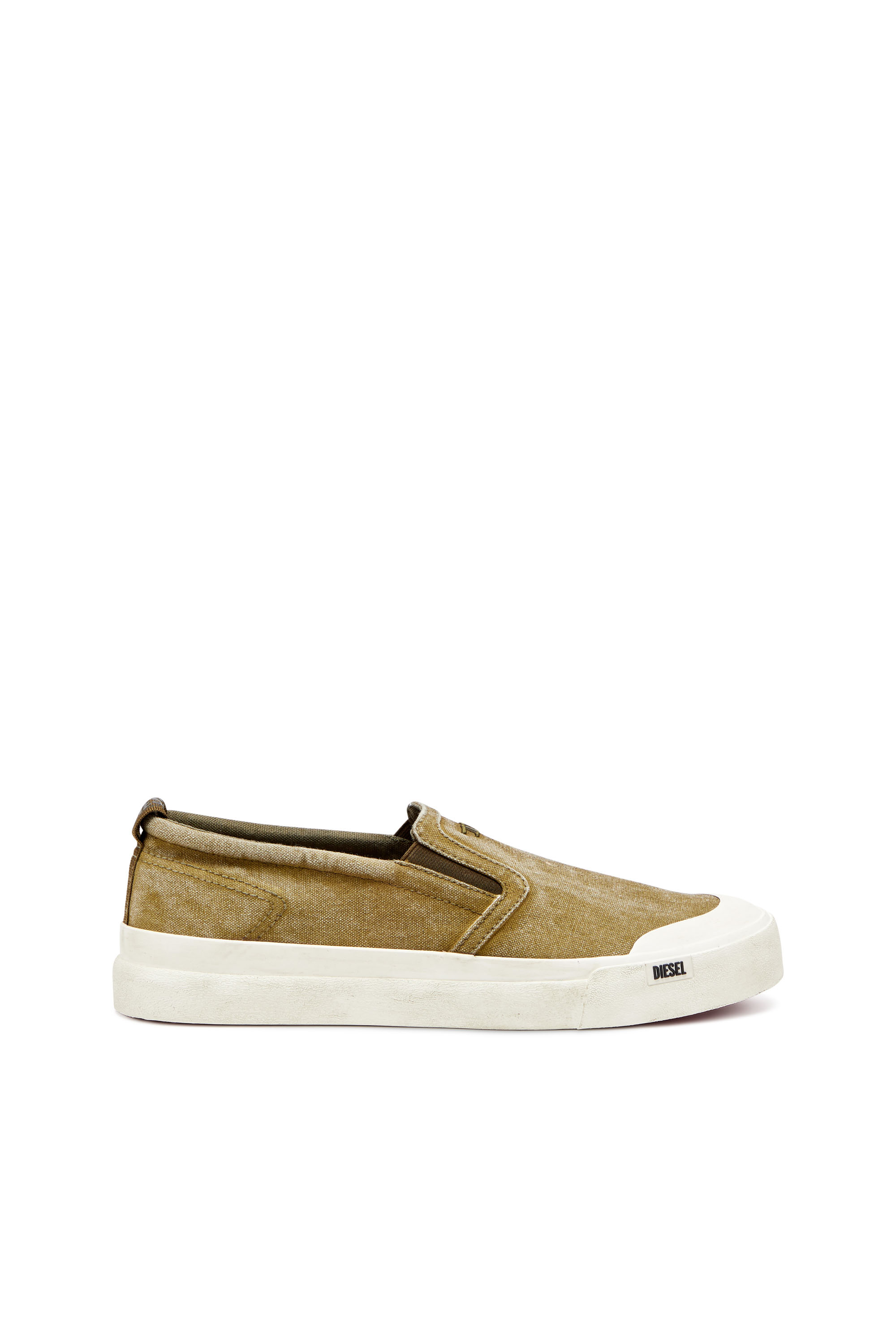 Diesel - S-ATHOS SLIP ON, Man Canvas slip-on sneakers with D embroidery in Brown - Image 1