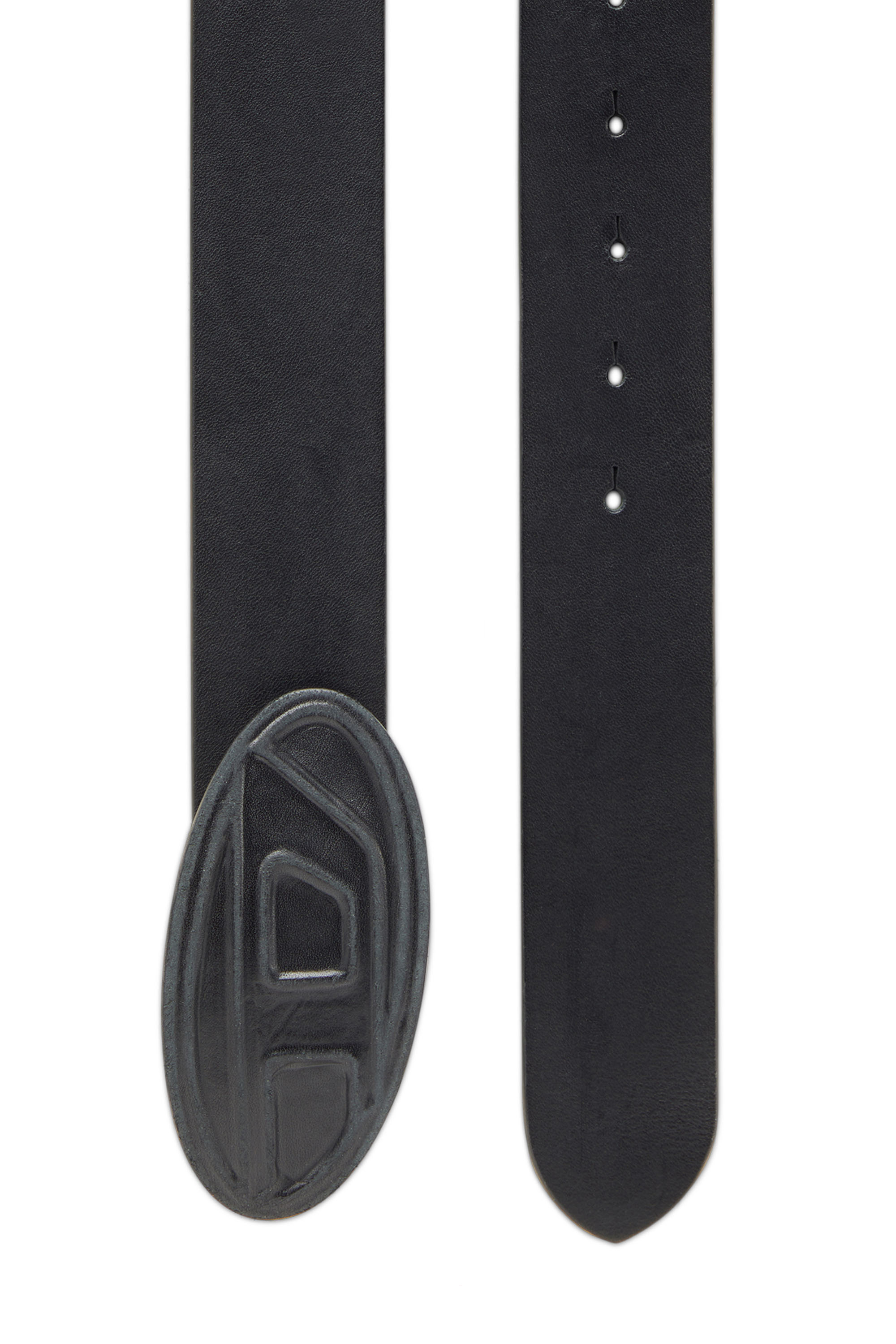 Diesel - B-1DR SCRATCH, Man's Leather belt with leather 'D' buckle in Black - 2