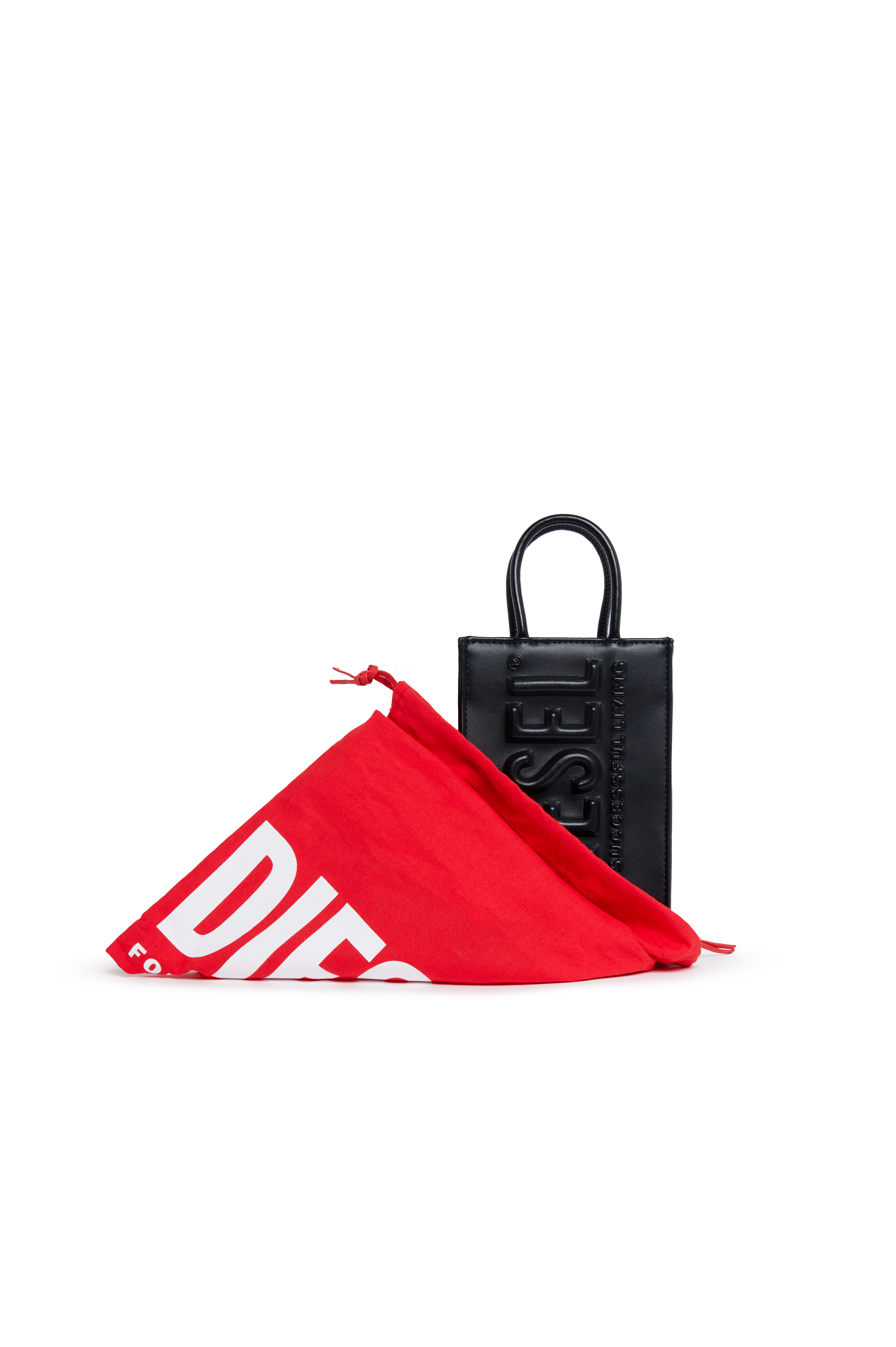 Diesel - DSL 3D SHOPPER MINI, Woman Mini tote bag with embossed logo in Black - Image 5
