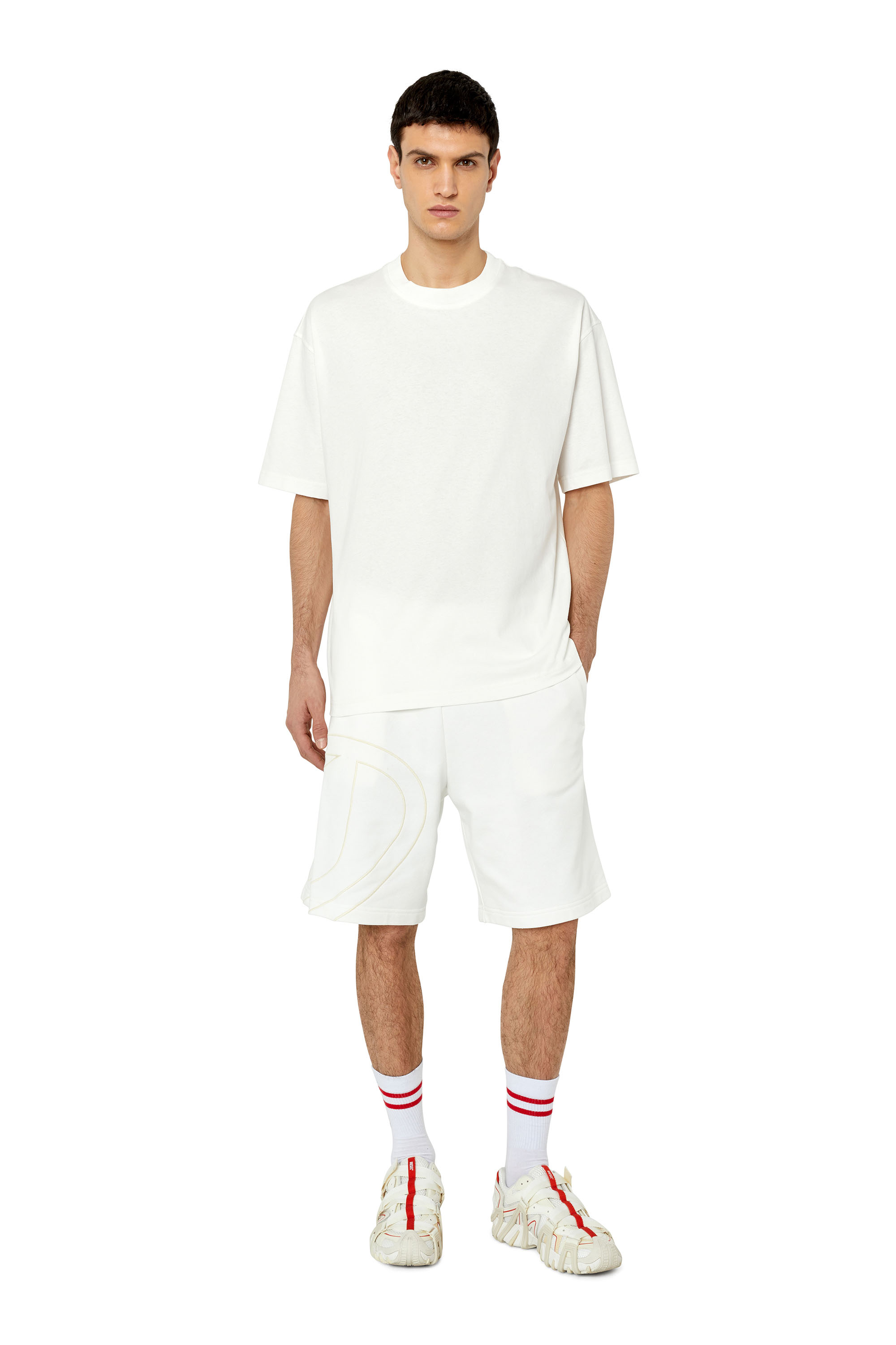 Diesel - P-CROW-MEGOVAL, Man Sweat shorts with maxi D logo in White - Image 2