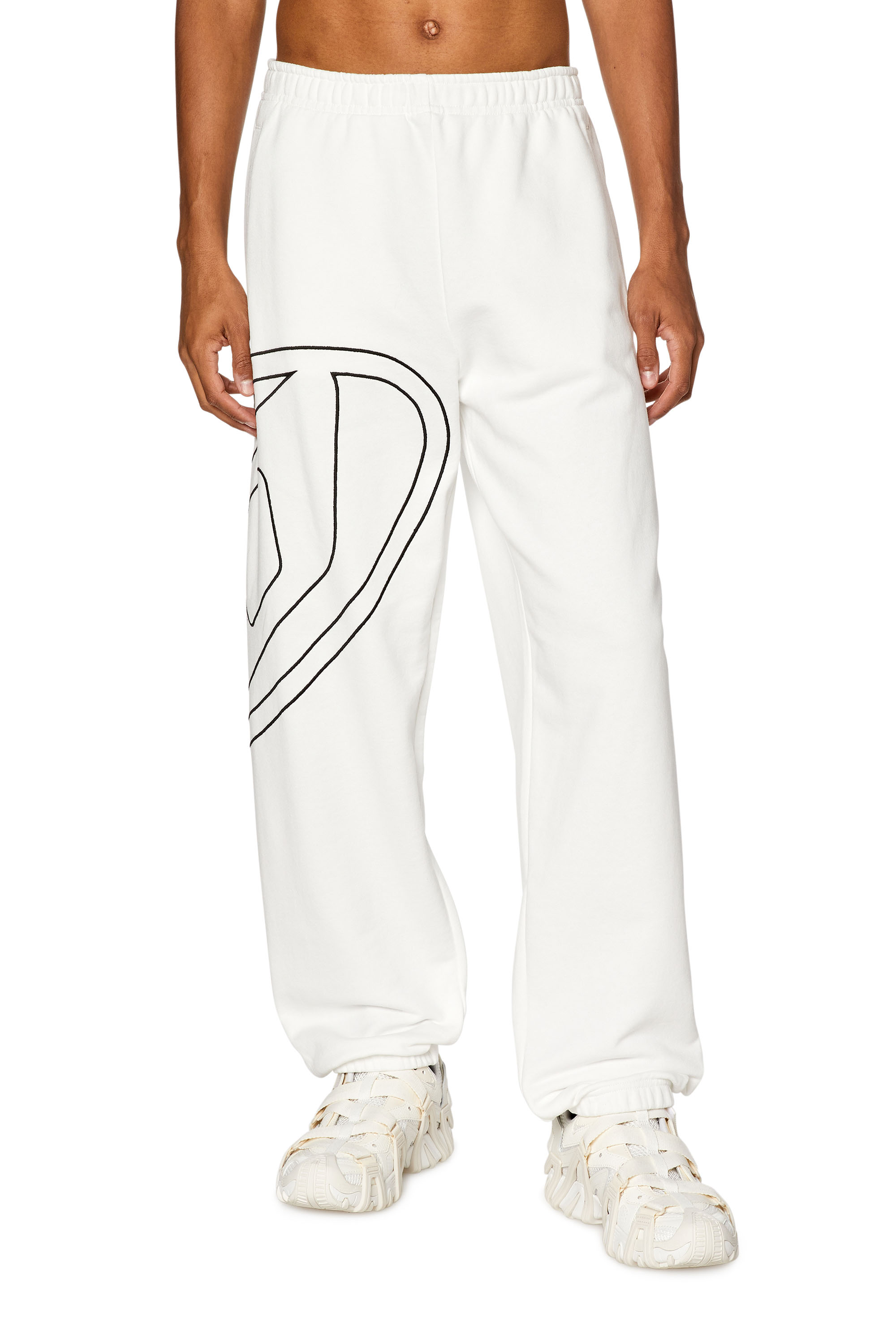 Diesel - P-MARKY-MEGOVAL-D, Man's Track pants with mega oval D in White - 1