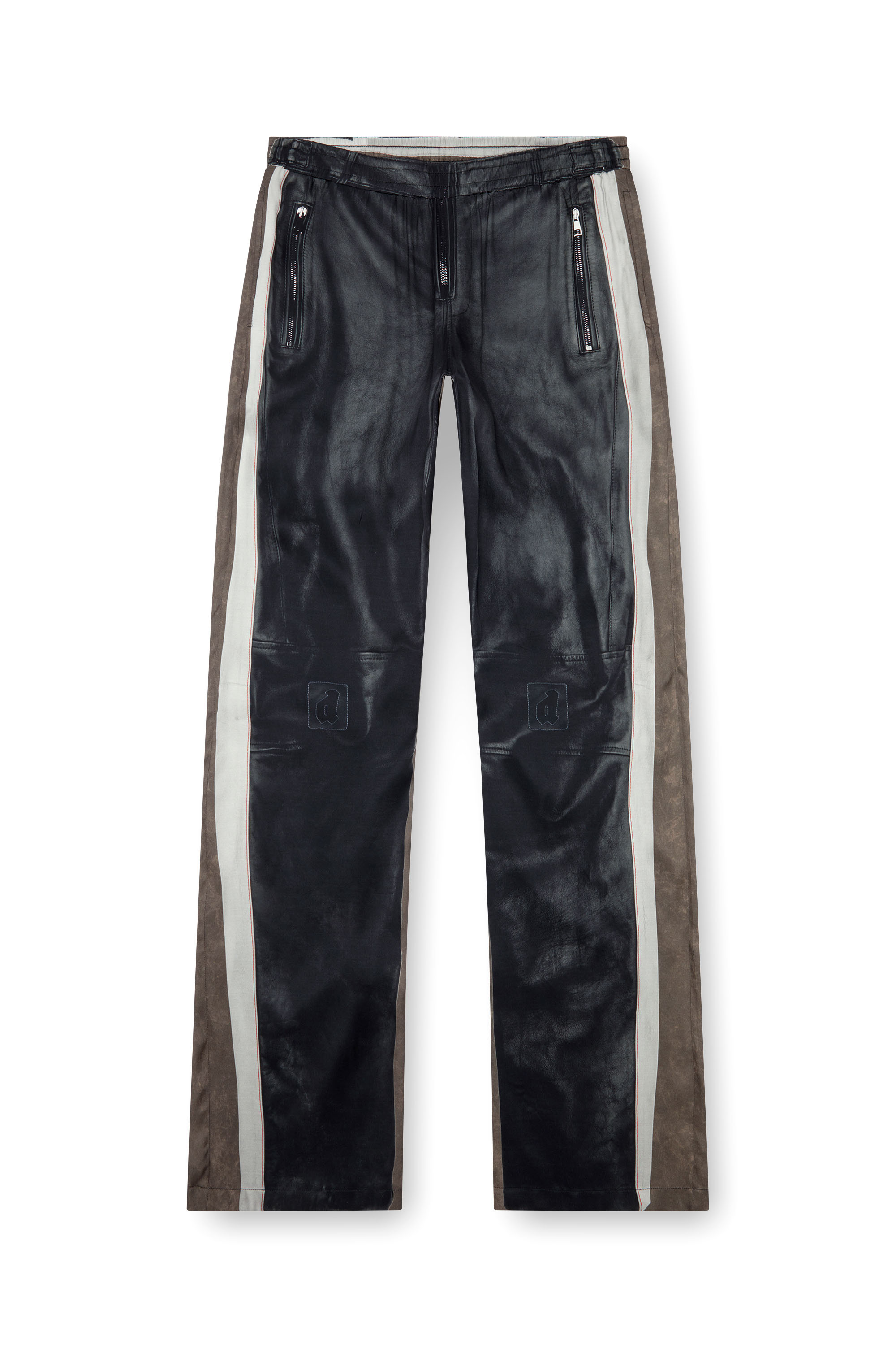 Diesel - P-AFTER, Man's Viscose pants with leather-effect print in Black - 3