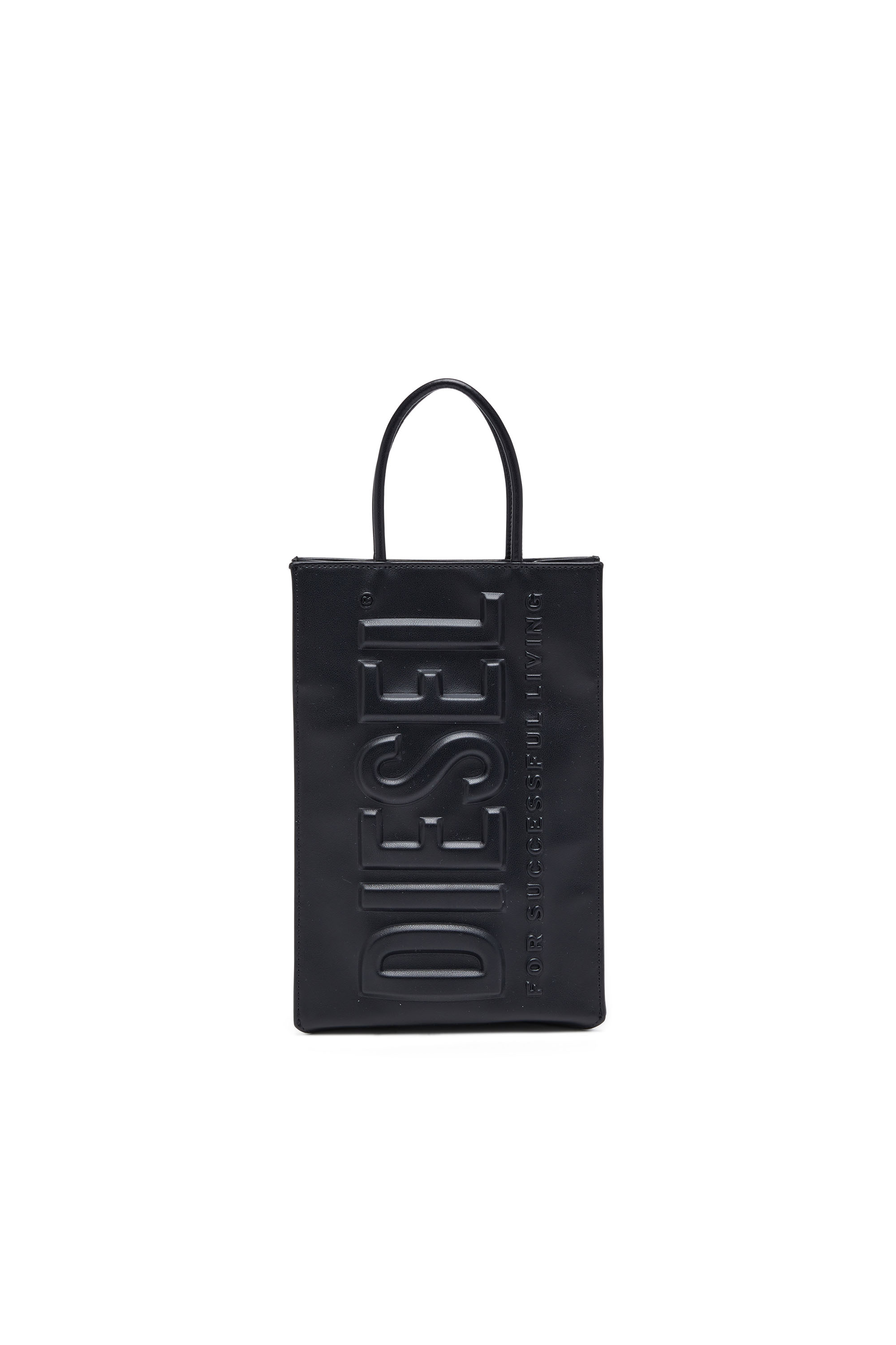 Diesel - DSL 3D SHOPPER M X, Unisex Dsl 3D M-PU tote bag with embossed logo in Black - Image 1