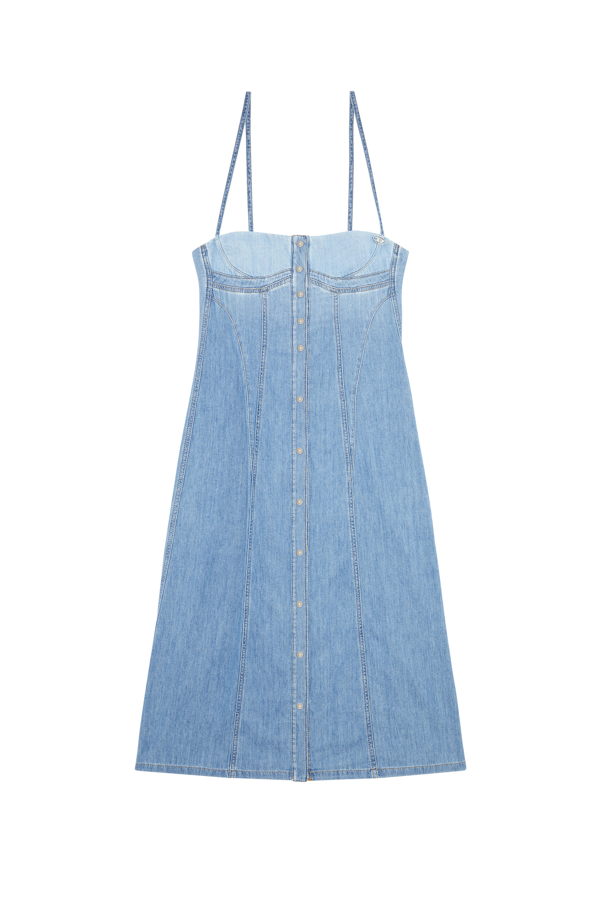 Diesel - DE-DRESSY, Woman Strappy midi dress in fix denim in Blue - Image 2