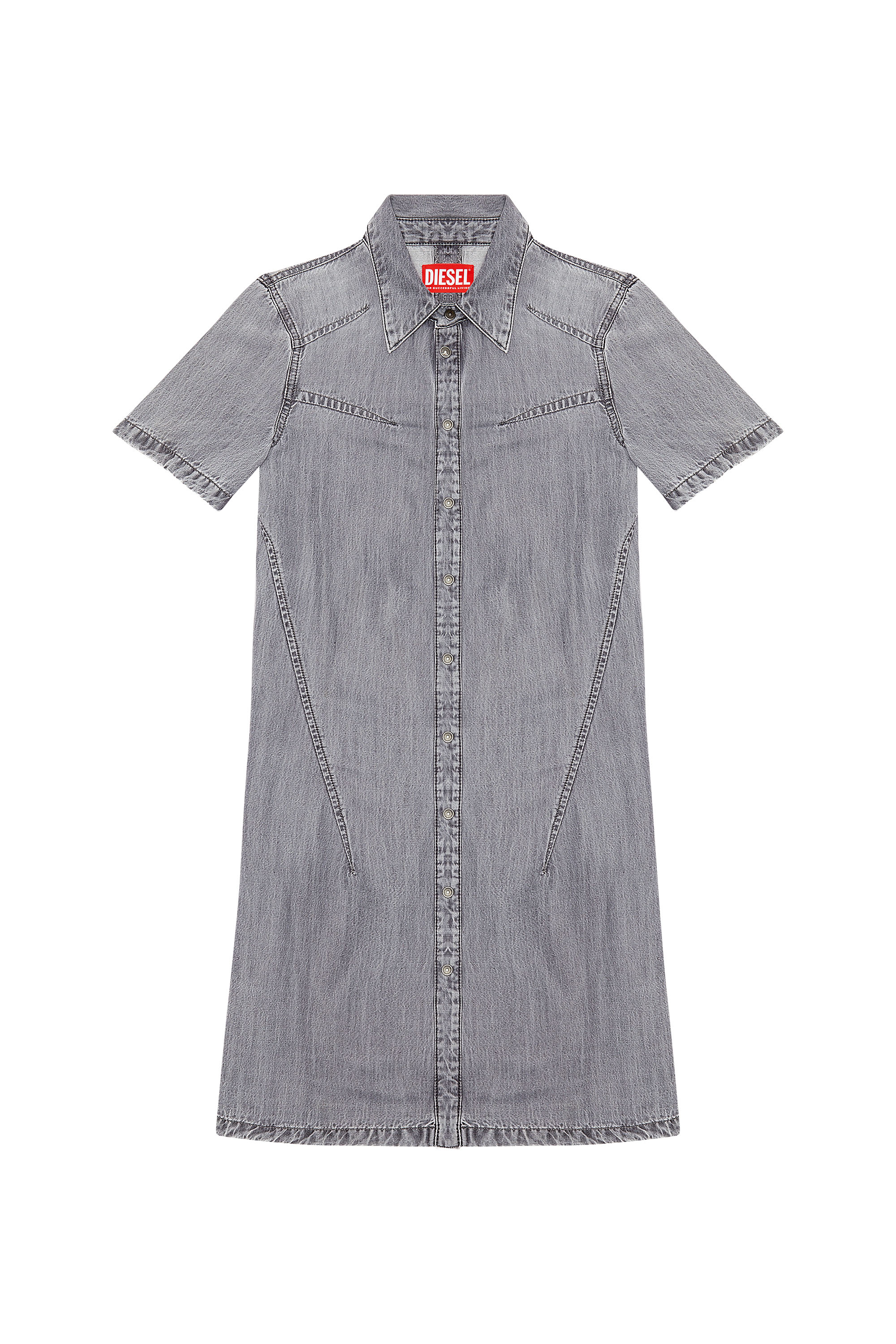 Diesel - DE-SHIRTY, Woman Buttoned shirt dress in light denim in Grey - Image 2