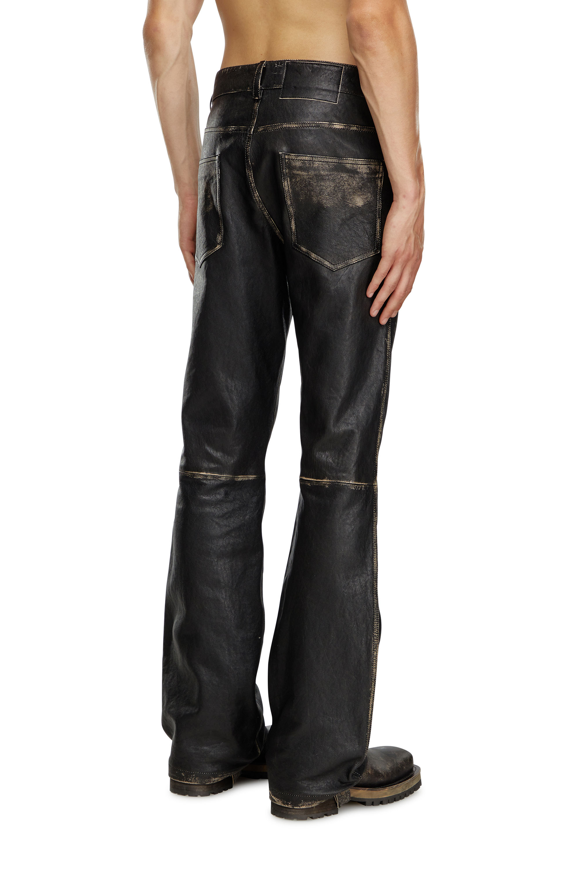 Diesel - P-BLIXIA, Man's Distressed leather pants in Black - 4