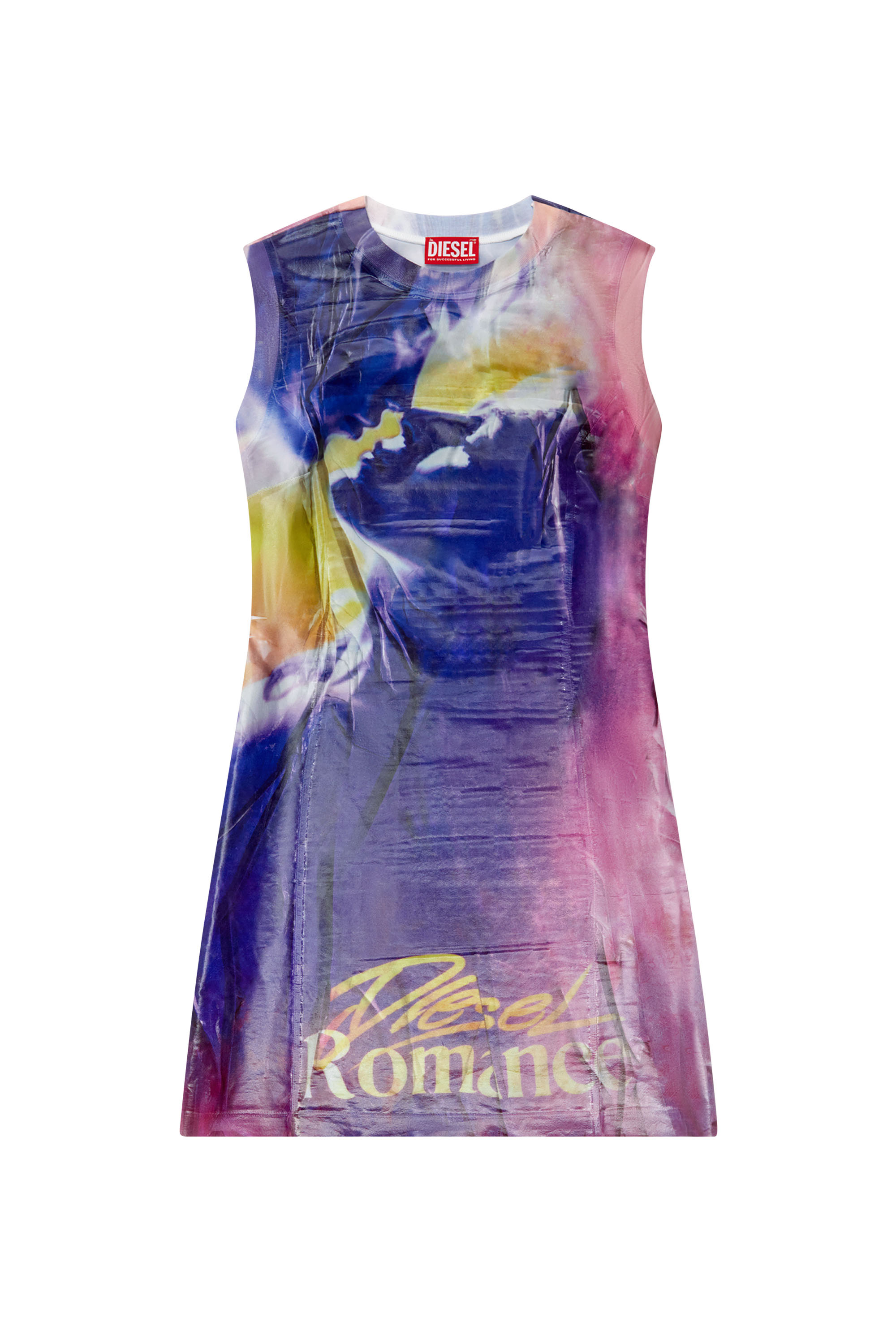 Diesel - D-BELLE, Woman Long dress with poster print in Multicolor - Image 3