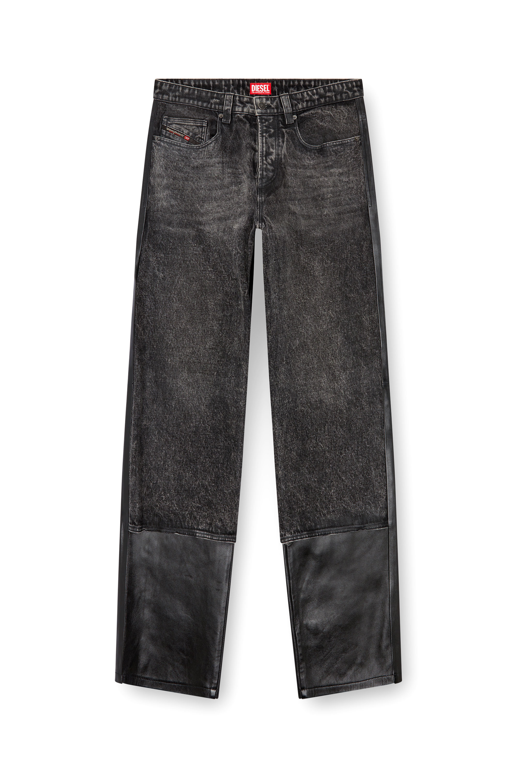 Diesel - P-BRETCH, Man's Leather and denim pants in Black - 3