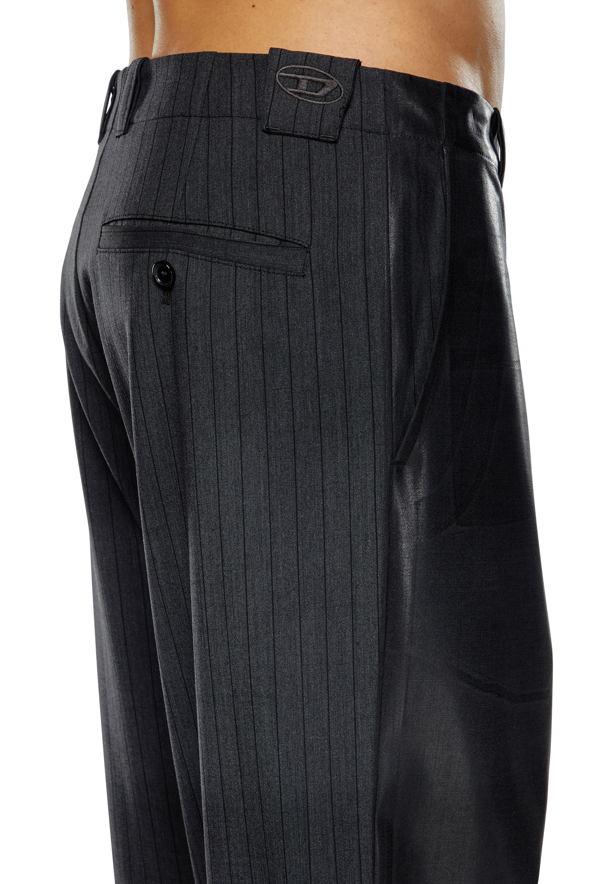 Diesel - P-STANLEY, Man's Pinstripe pants with coated front in Black - 5