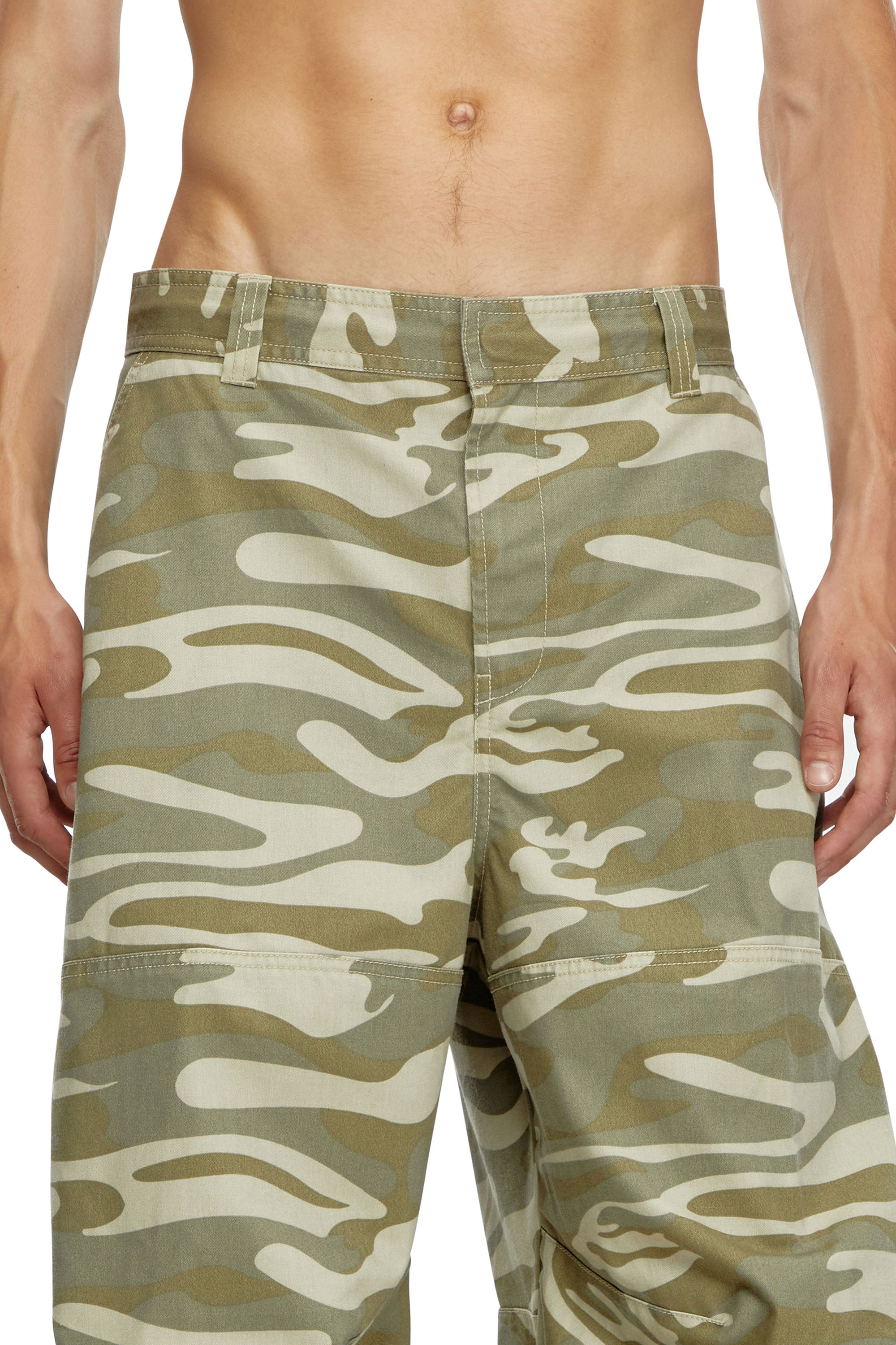 Diesel - P-ARNE-B, Man's Cargo pants with camo print in Military Green - 5