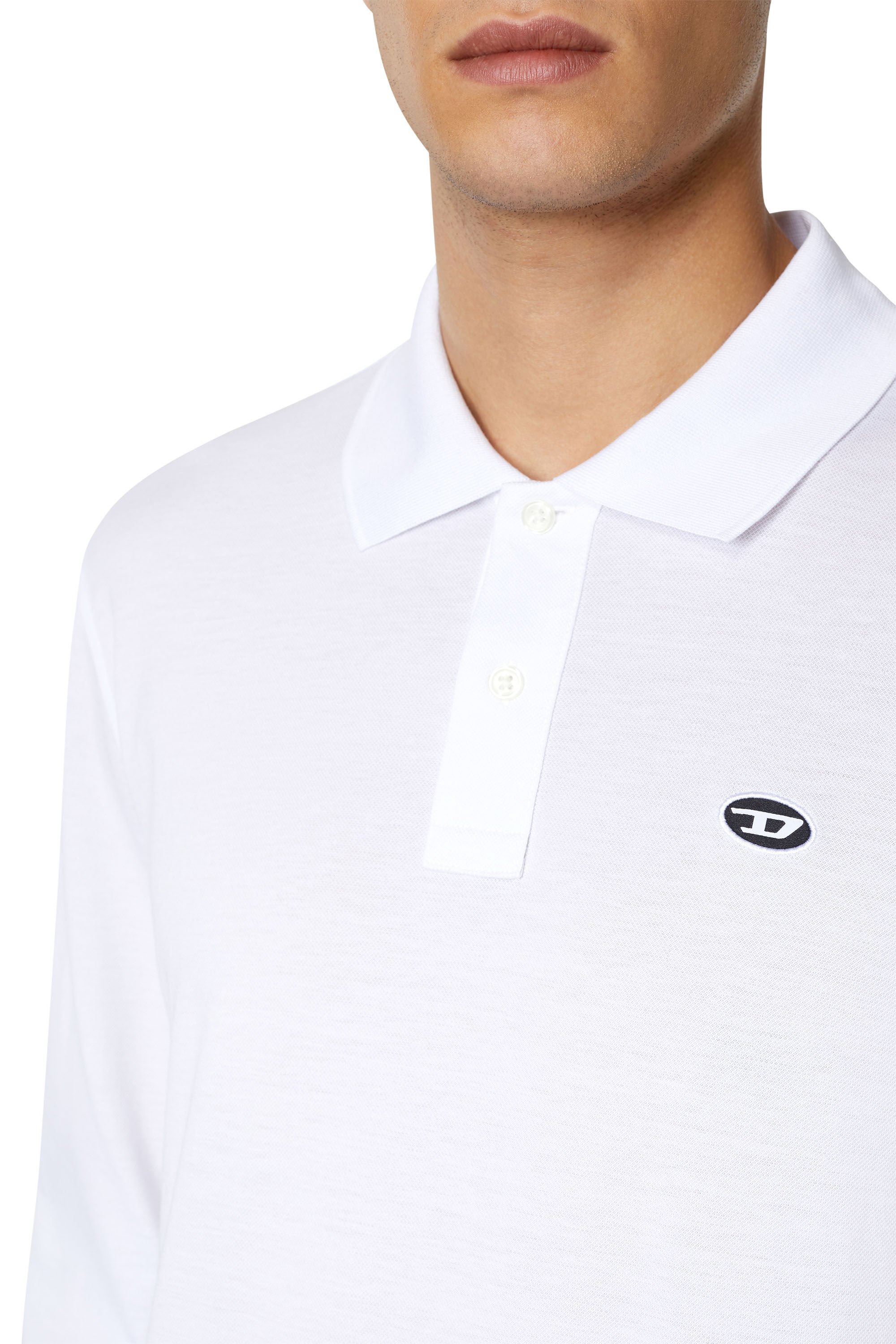 Diesel - T-SMITH-LS-DOVAL-PJ, Man Long-sleeve polo shirt with logo print in White - Image 6