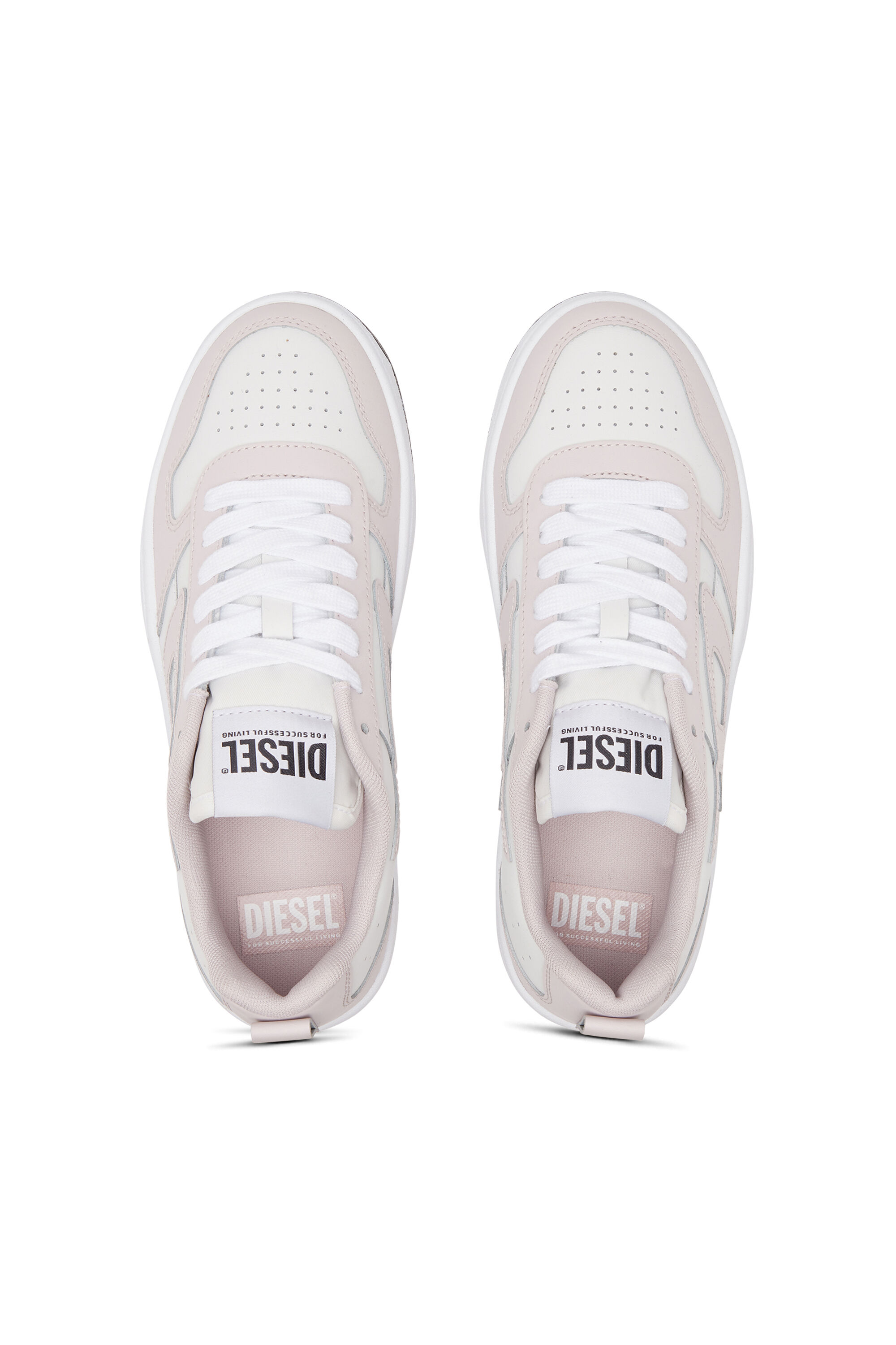 Diesel - S-UKIYO V2 LOW W, Woman's S-Ukiyo Low-Low-top sneakers in leather and nylon in White/Pink - 4