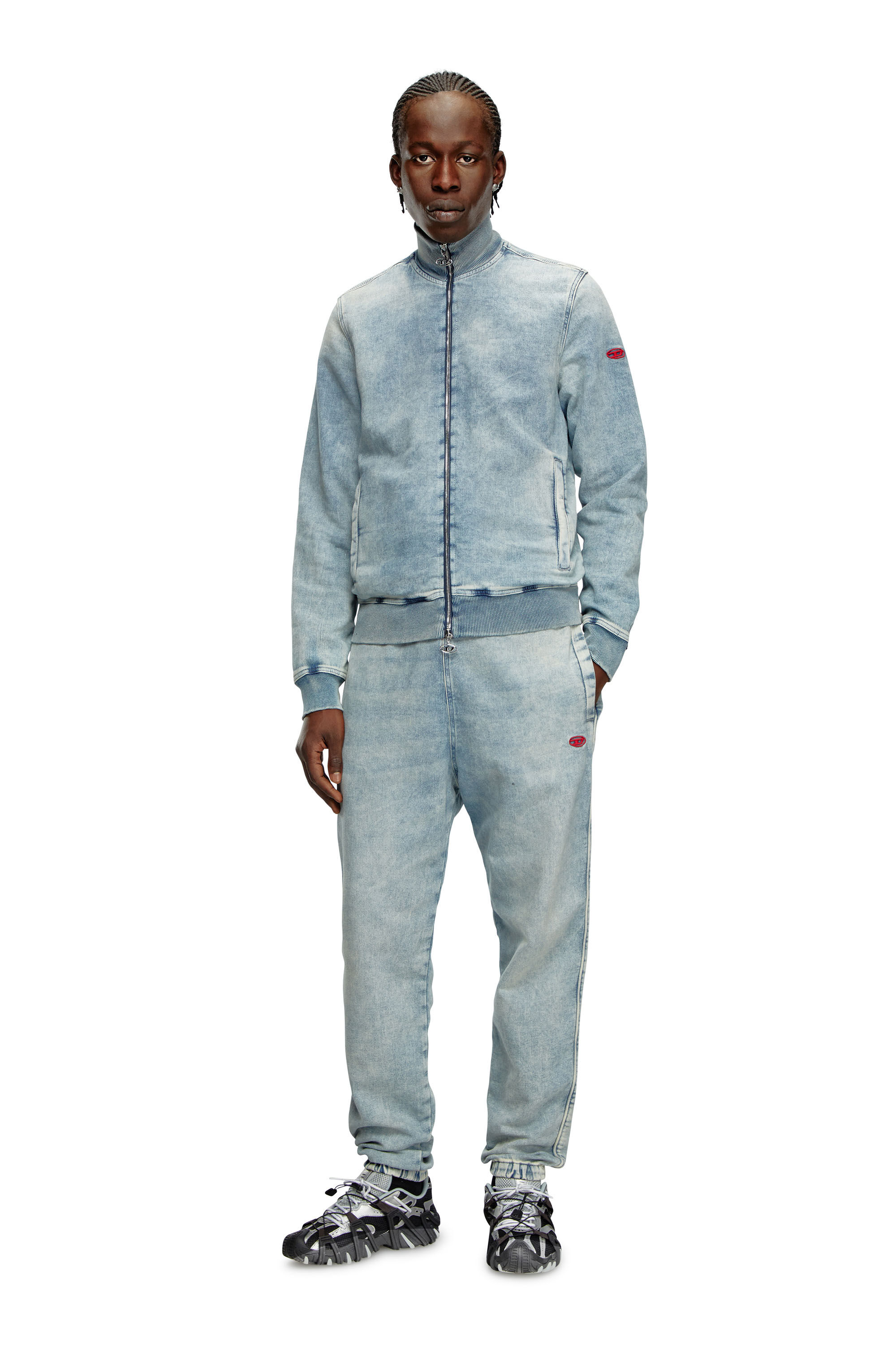 Diesel - D-BUZEE TRACK, Unisex's Zip-up sweater in Track Denim in Light Blue - 1