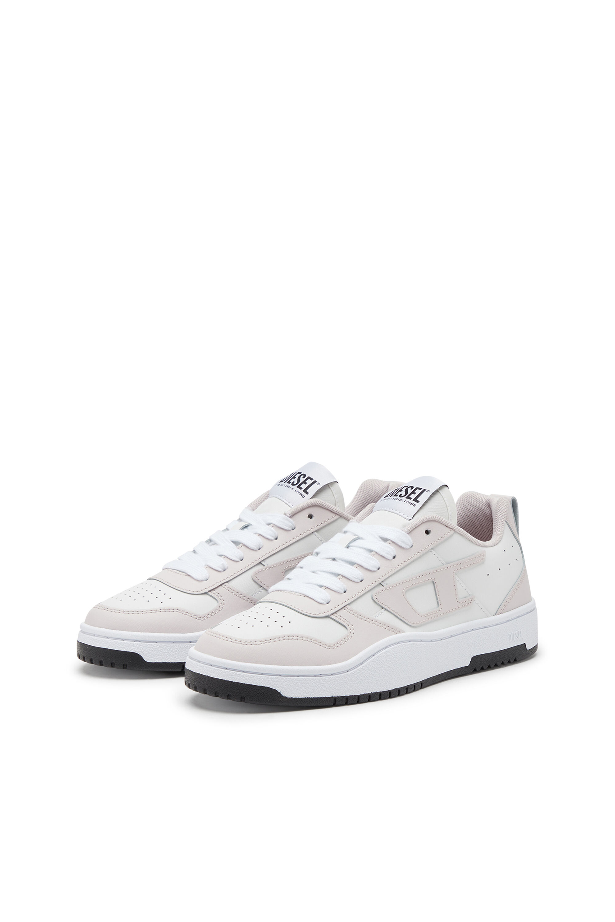 Diesel - S-UKIYO V2 LOW W, Woman's S-Ukiyo Low-Low-top sneakers in leather and nylon in White/Pink - 8