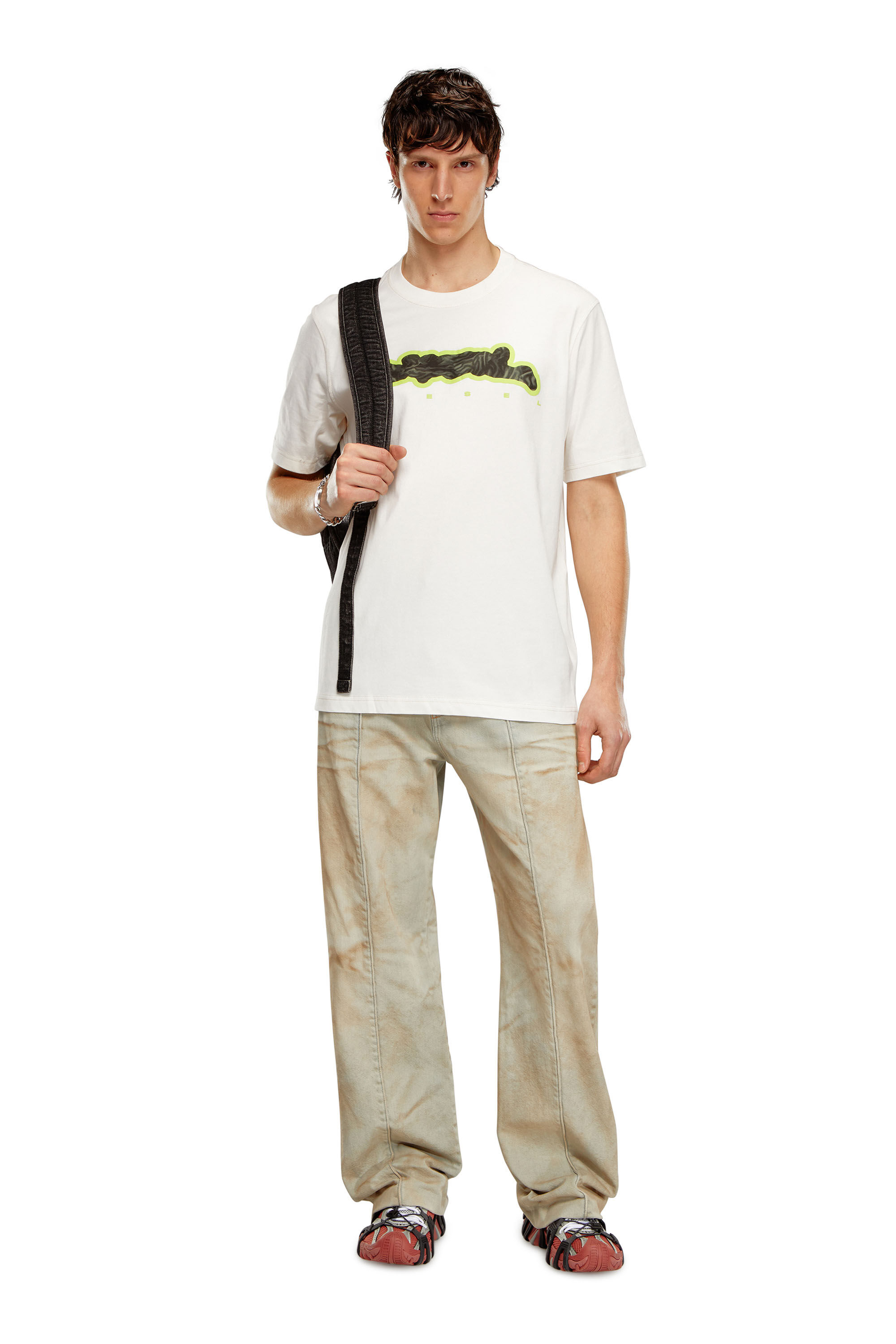 Diesel - T-JUST-N16, Man T-shirt with zebra-camo motif in White - Image 1