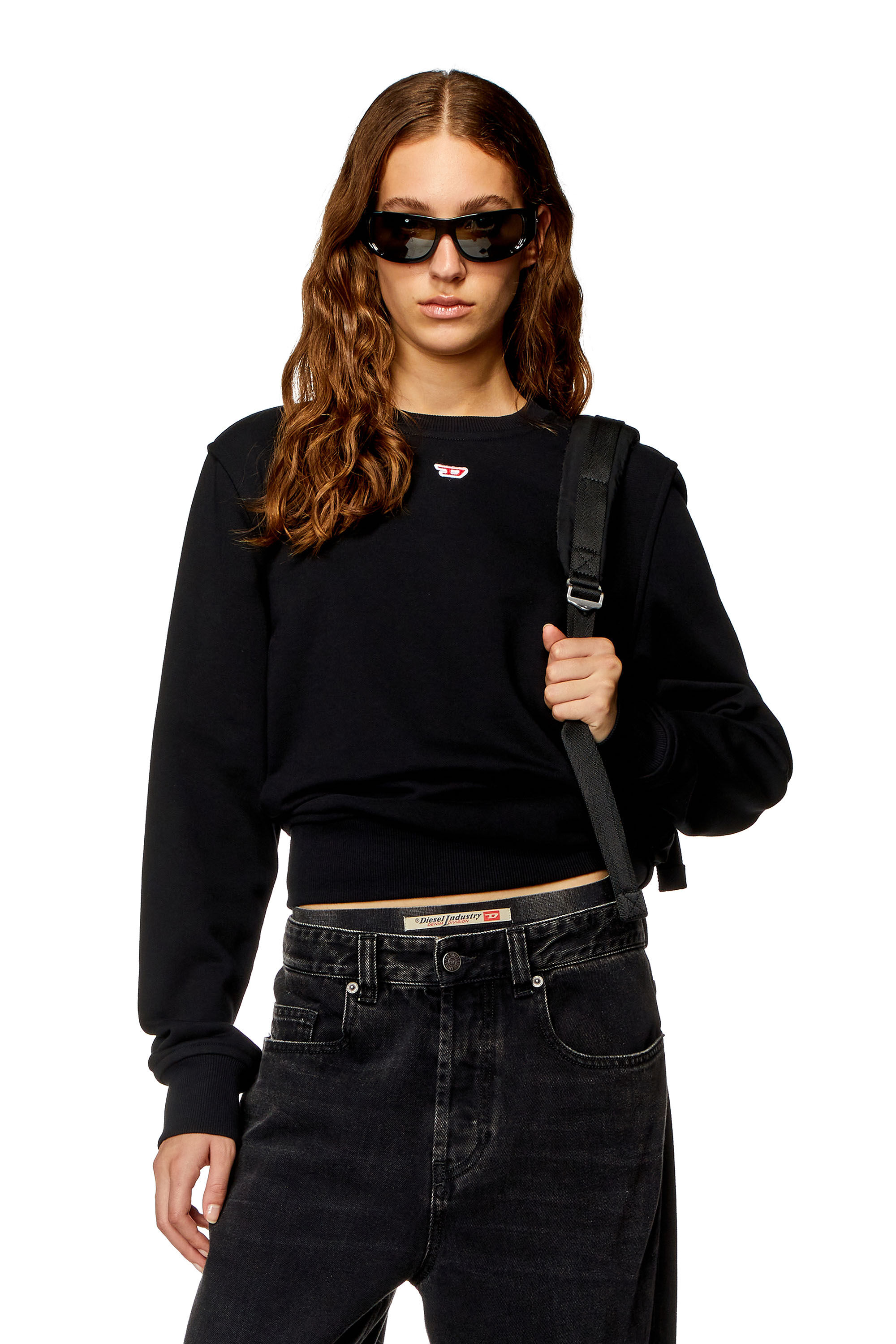 Diesel - S-GINN-D, Woman's Sweatshirt with D logo in Black - 3