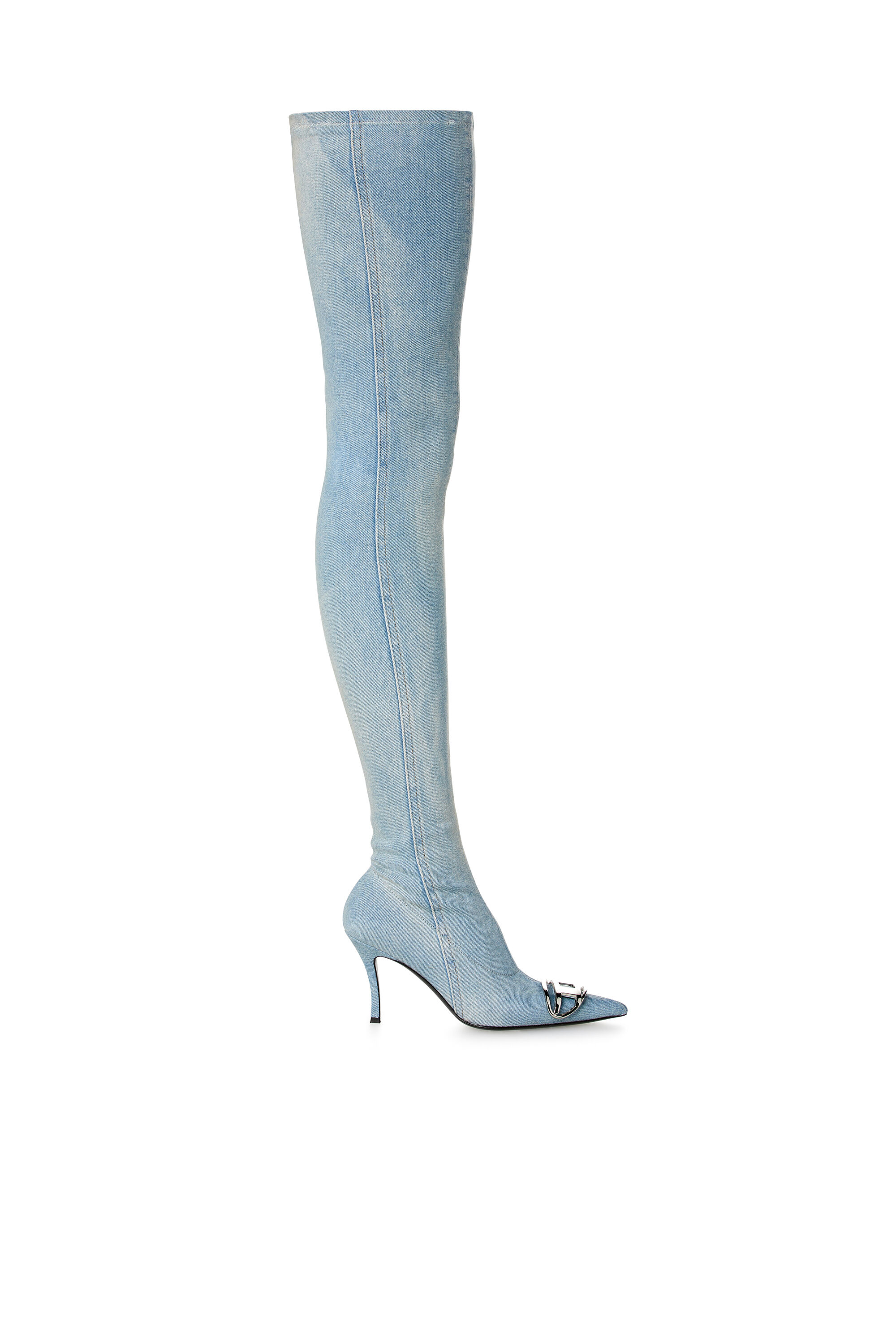 Diesel - D-VENUS TBT D, Woman's D-Venus-Over-the-knee boots in faded denim in Light Blue - 1