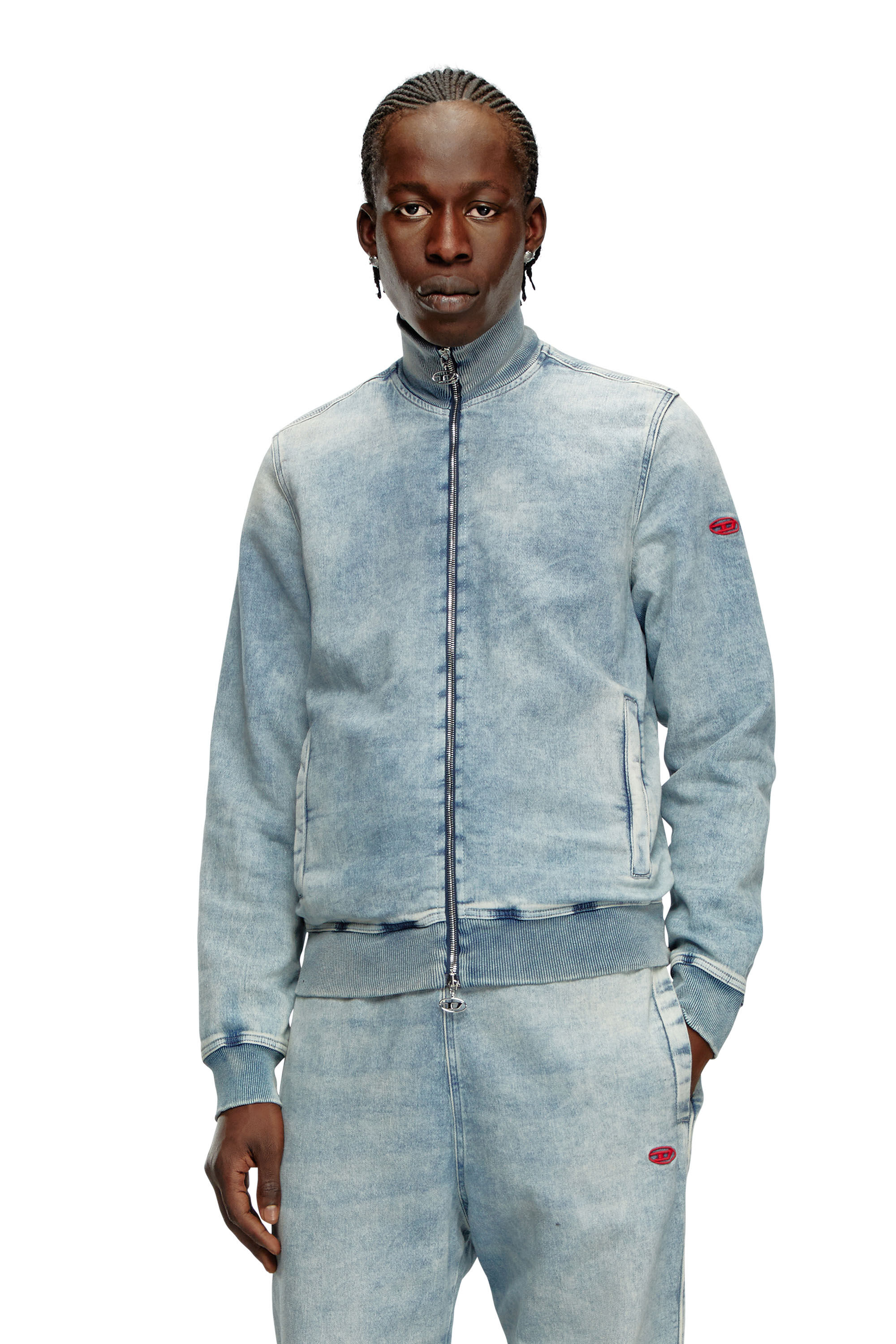 Diesel - D-BUZEE TRACK, Unisex's Zip-up sweater in Track Denim in Light Blue - 3