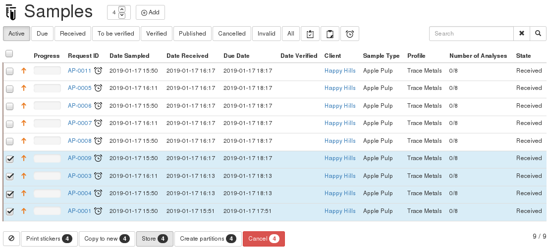 Store transition in samples listings