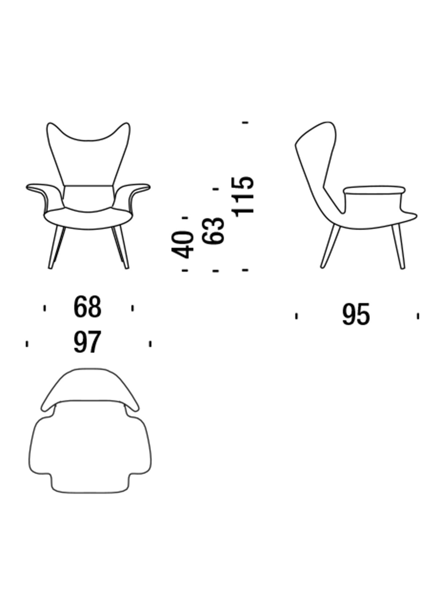 Diesel - DL2H05 LONGWAVE, Unisex High back lounge chair in Grey - Image 3