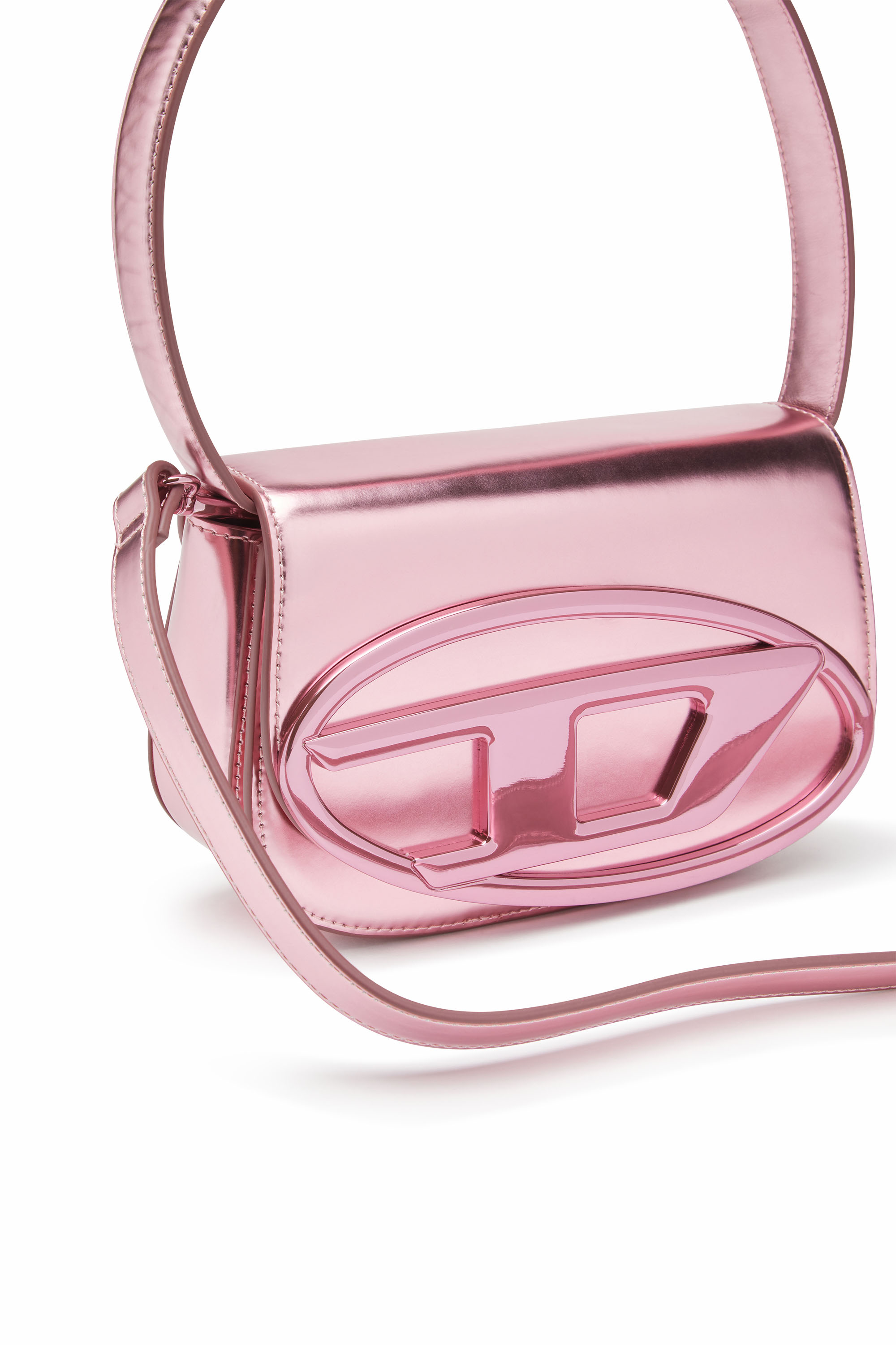 Diesel - 1DR, Woman 1DR-Iconic shoulder bag in mirrored leather in Pink - Image 5