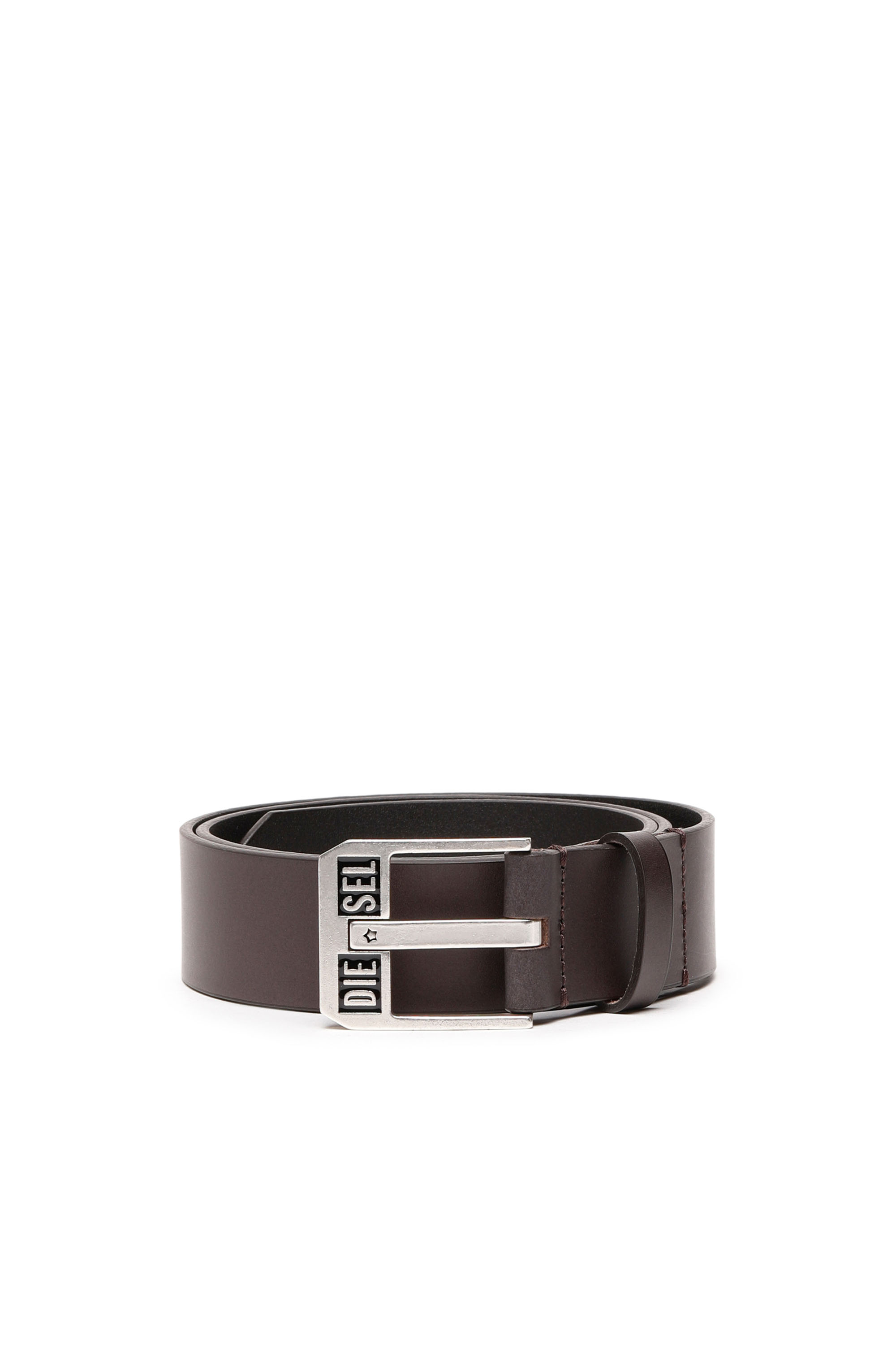 Diesel - BLUESTAR II, Man Leather belt with star logo buckle in Brown - Image 1