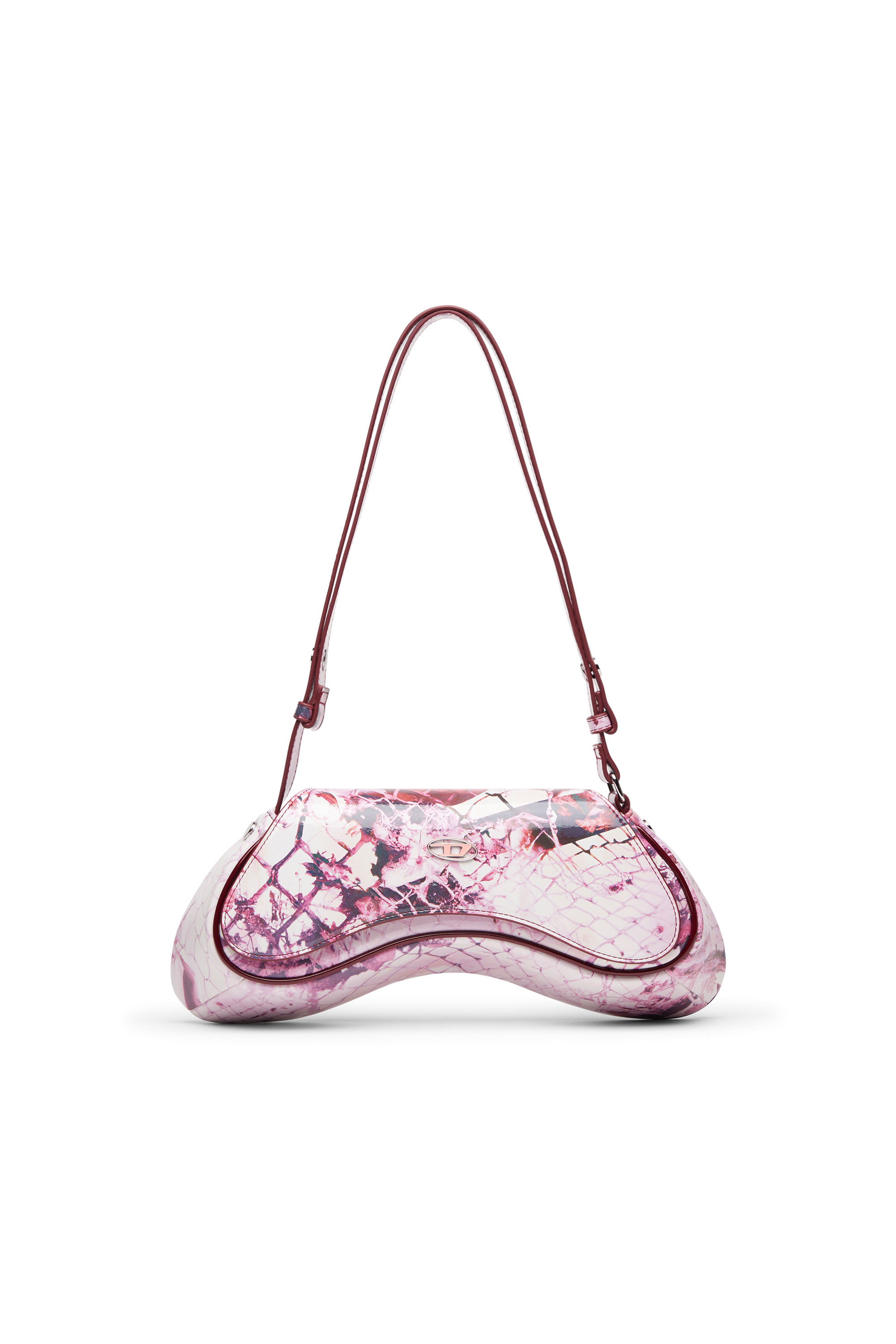 Diesel - PLAY CROSSBODY, Woman's Play-Shoulder bag in printed glossy PU in Pink - 2