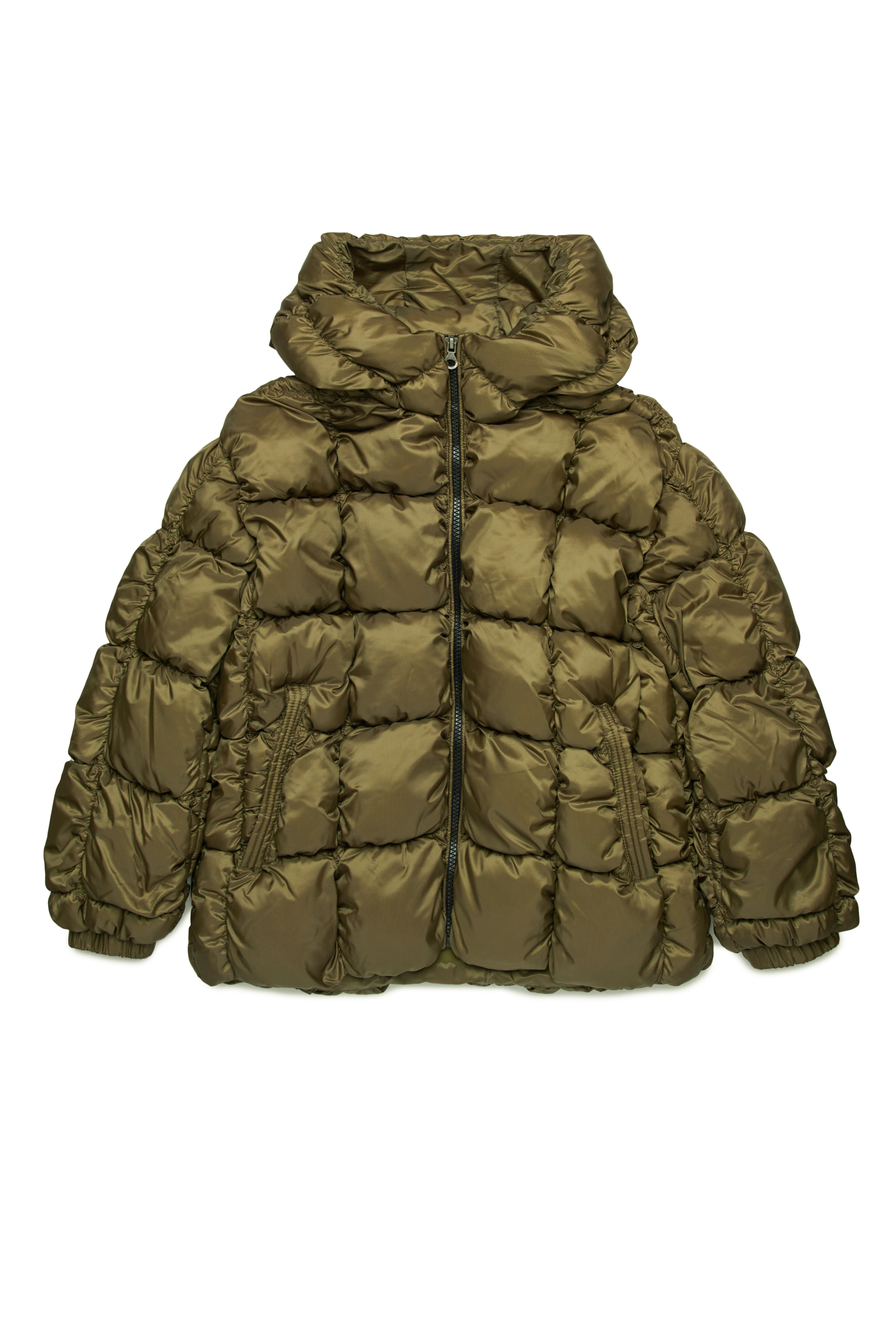 Diesel - JRAMBOLS, Unisex Puffer jacket with checked quilting in Green - Image 1