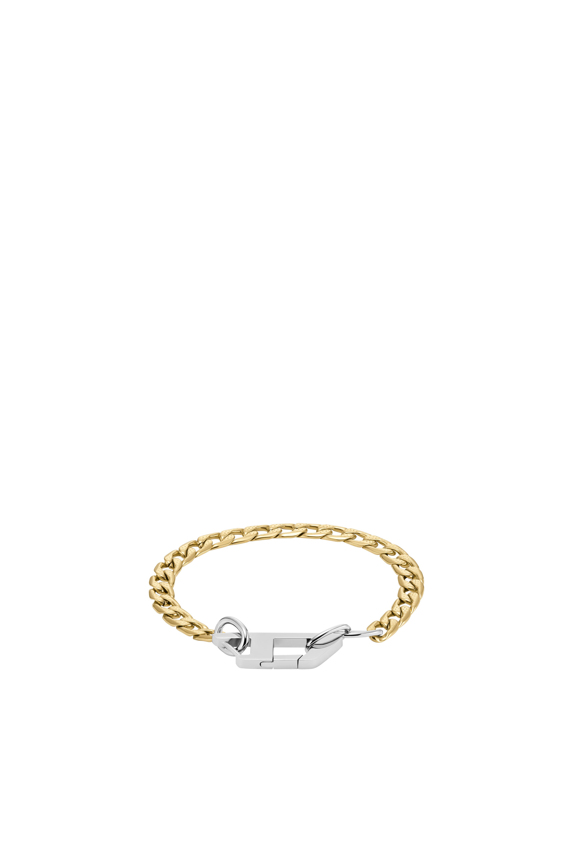 Diesel - DX1437, Unisex D Logo Two-Tone Chain Bracelet in Oro - Image 1