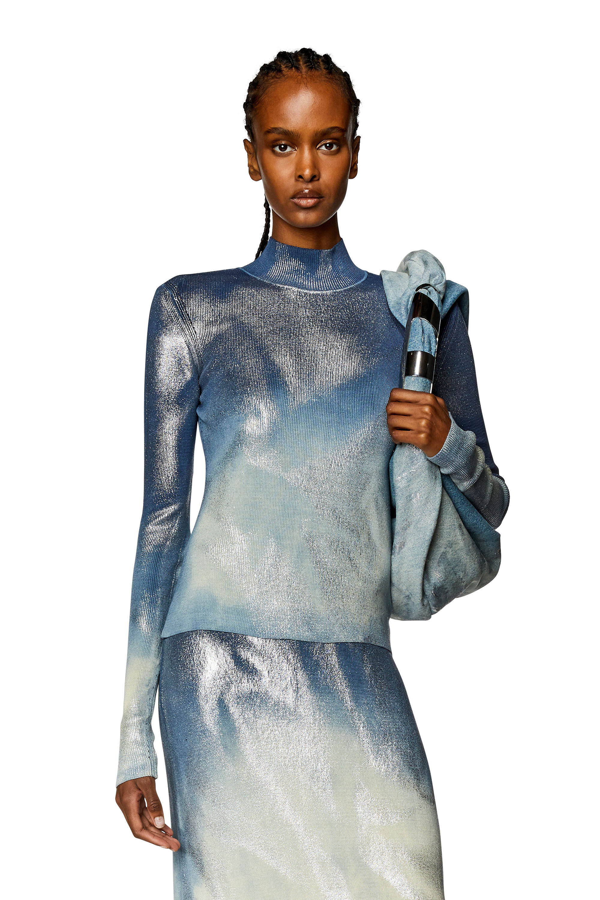 Diesel - M-ILEEN, Woman Knit top with metallic effects in Blue - Image 3