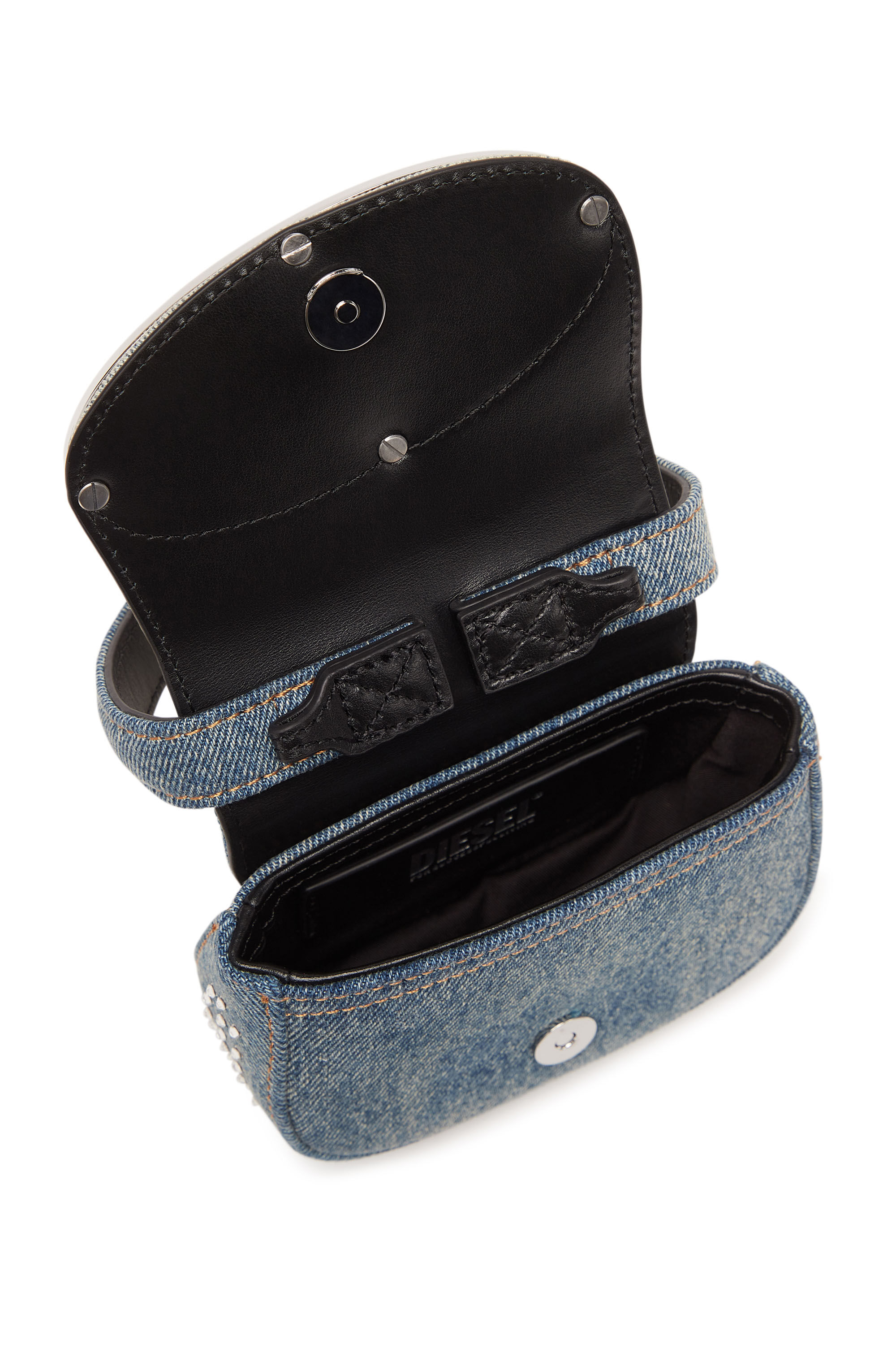 Diesel - 1DR XS, Woman's 1DR XS - Iconic mini bag in denim and crystals in Light Blue - 5