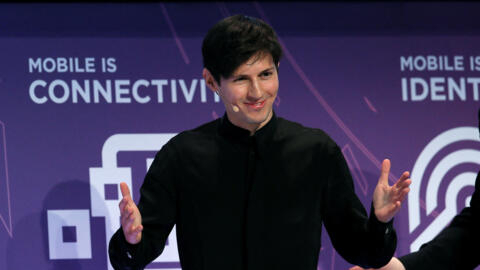 In this file photo, Telegram founder and CEO Pavel Durov delivers a keynote speech during the Mobile World Congress in Barcelona, Spain on February 23, 2016.