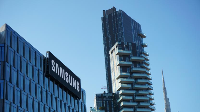 A building with the Samsung logo.