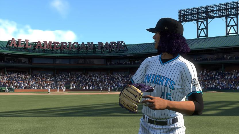 A female baseball player depicted in MLB The Show 24.