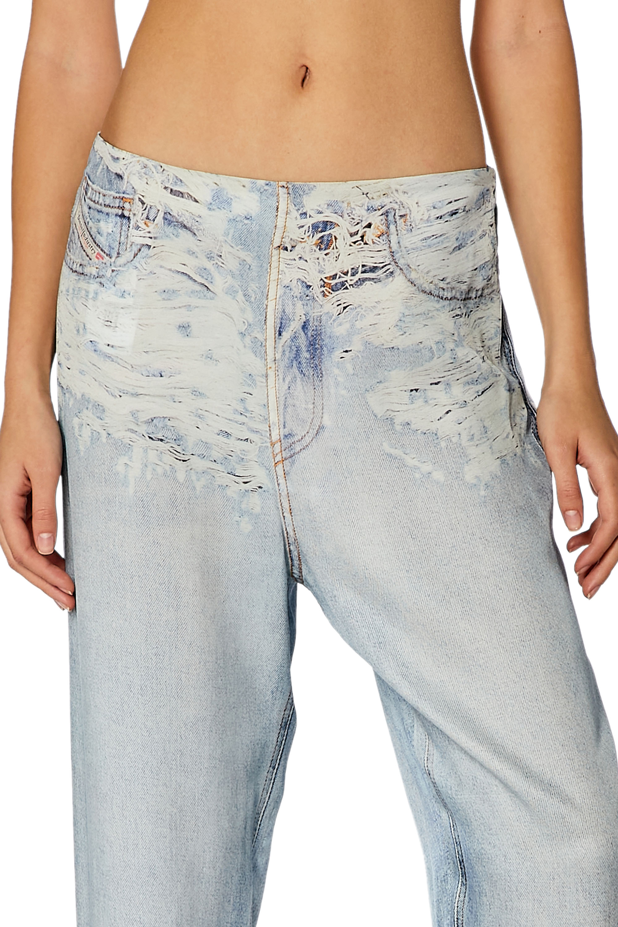 Diesel - P-SARKY, Woman Fluid pants with denim print in Blue - Image 5