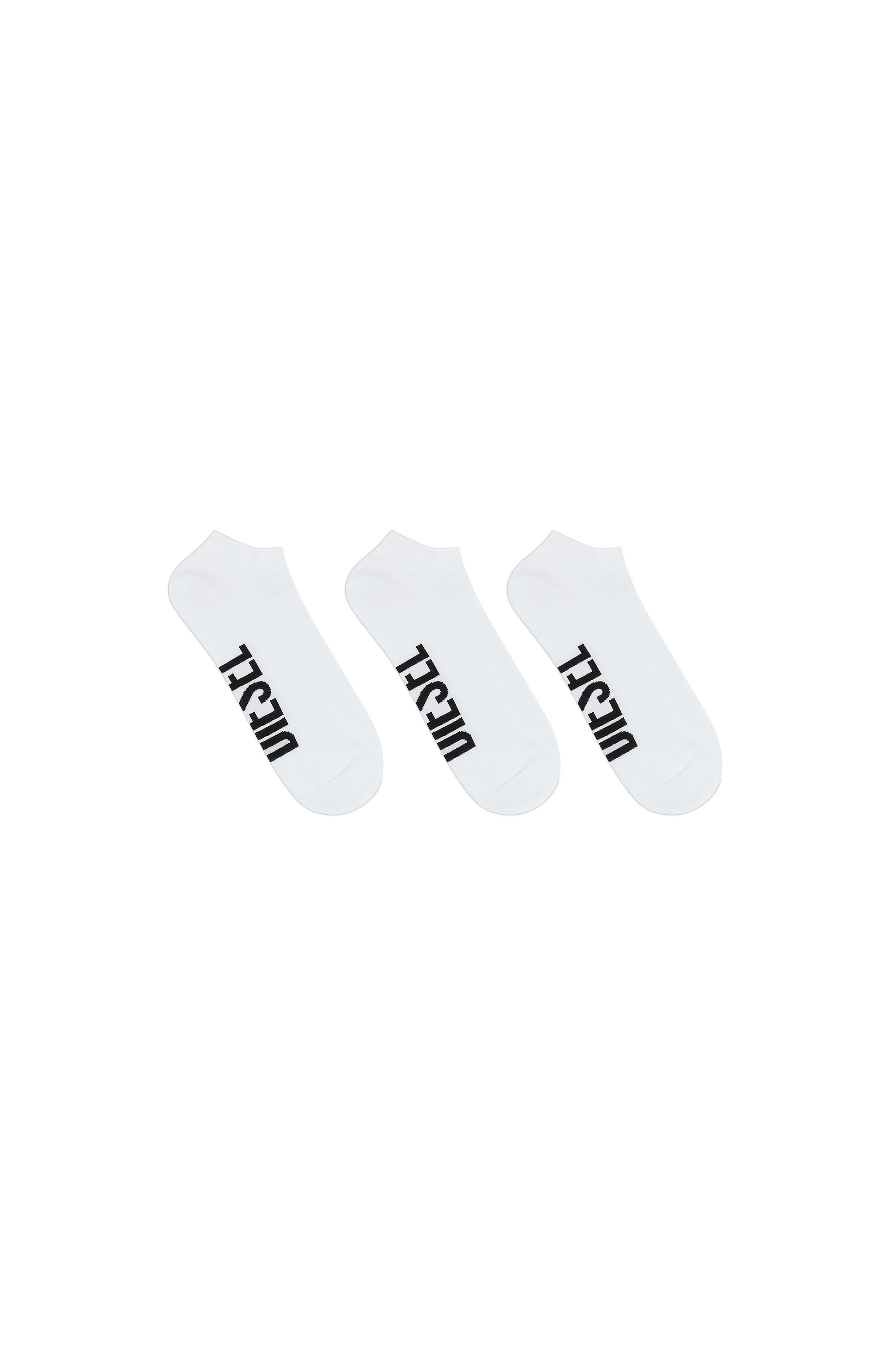 Diesel - SKM-GOST-THREEPACK, Man's Three-pack low-cut logo socks in White - 1