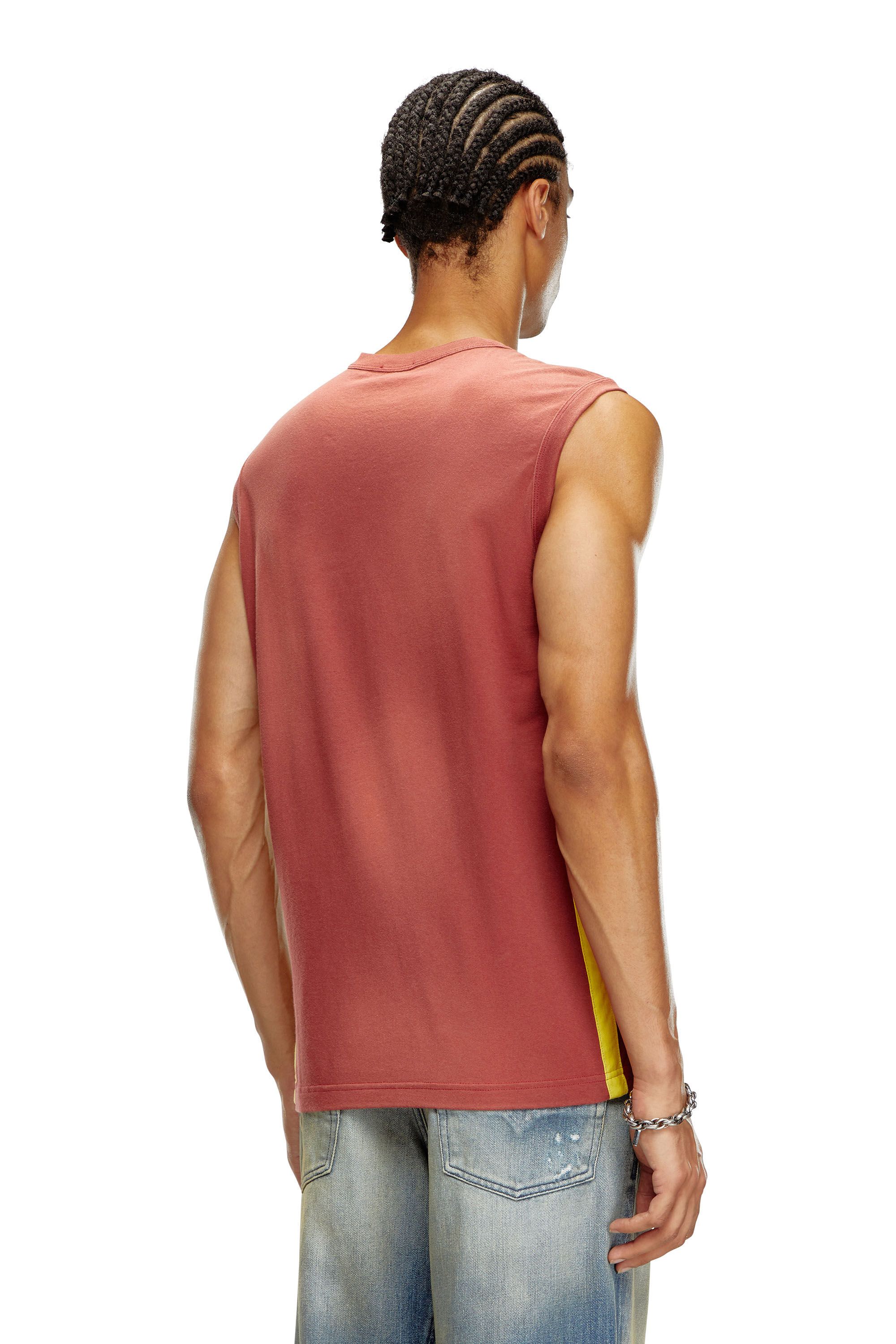 Diesel - T-BISCO-STRIPE, Man Sun-faded tank top with side bands in Red - Image 4