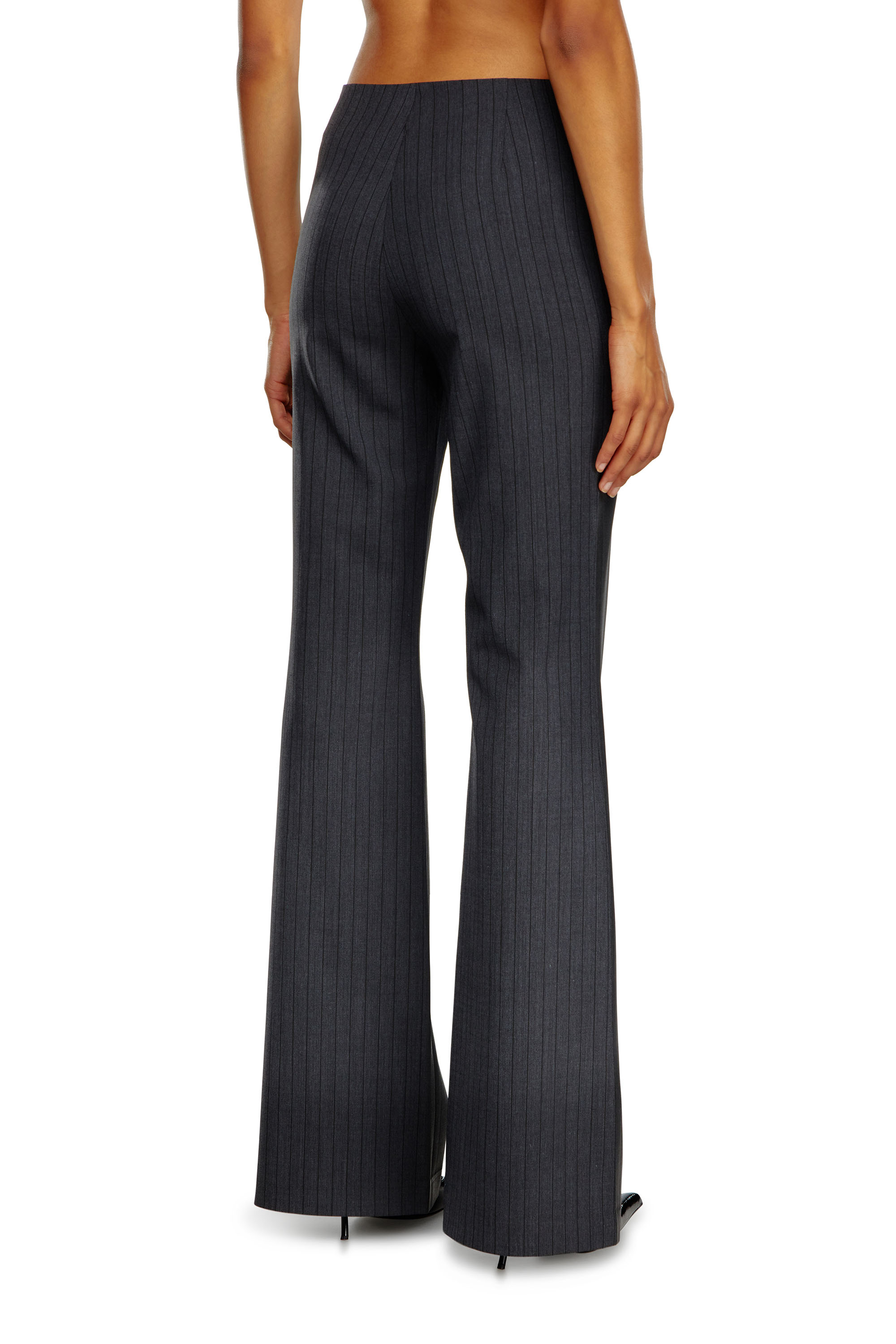 Diesel - P-OLARIS, Woman Pinstripe pants with coated front in Black - Image 3