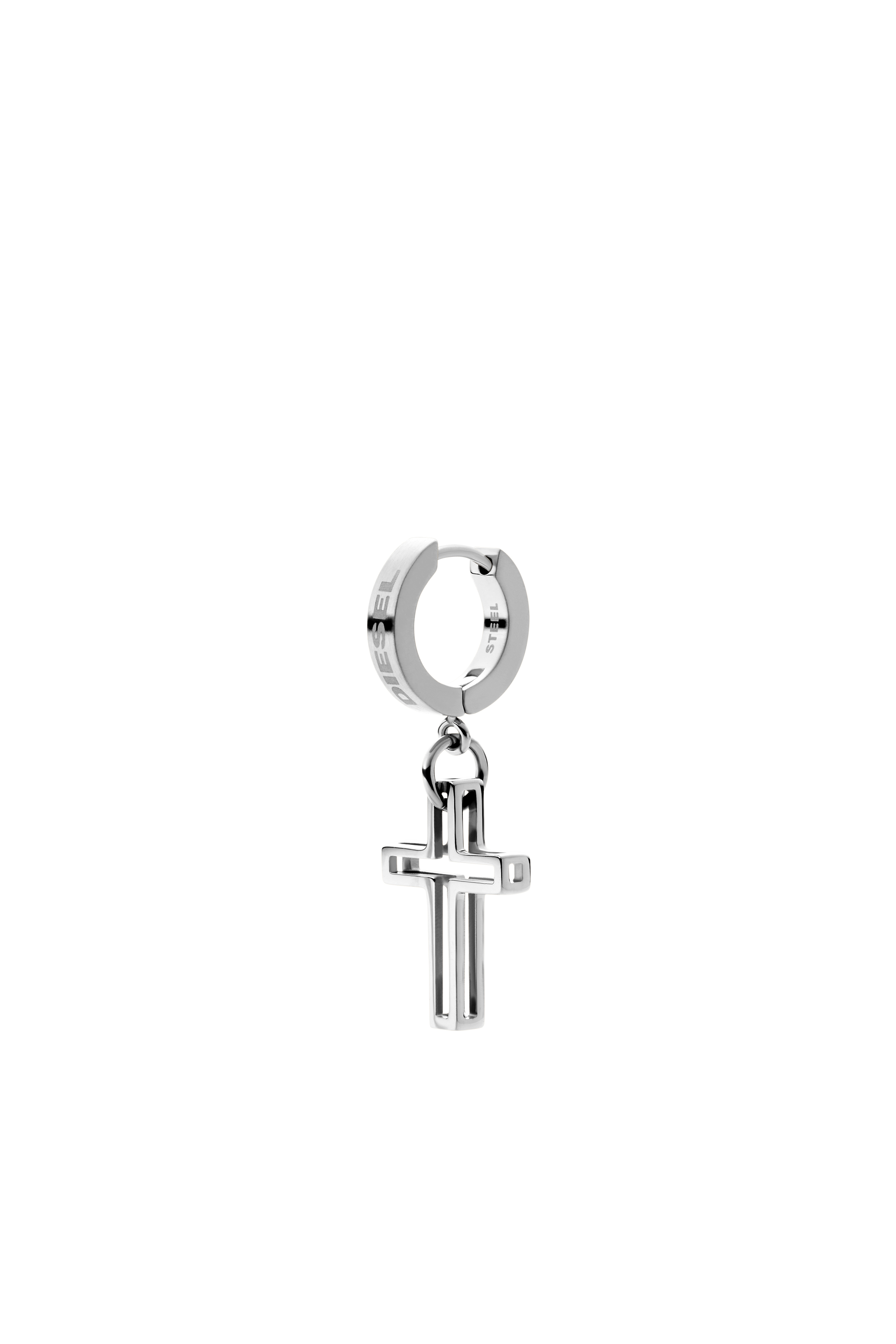 Diesel - DX1333, Unisex Stainless Steel single hoop earring in Silver - Image 1