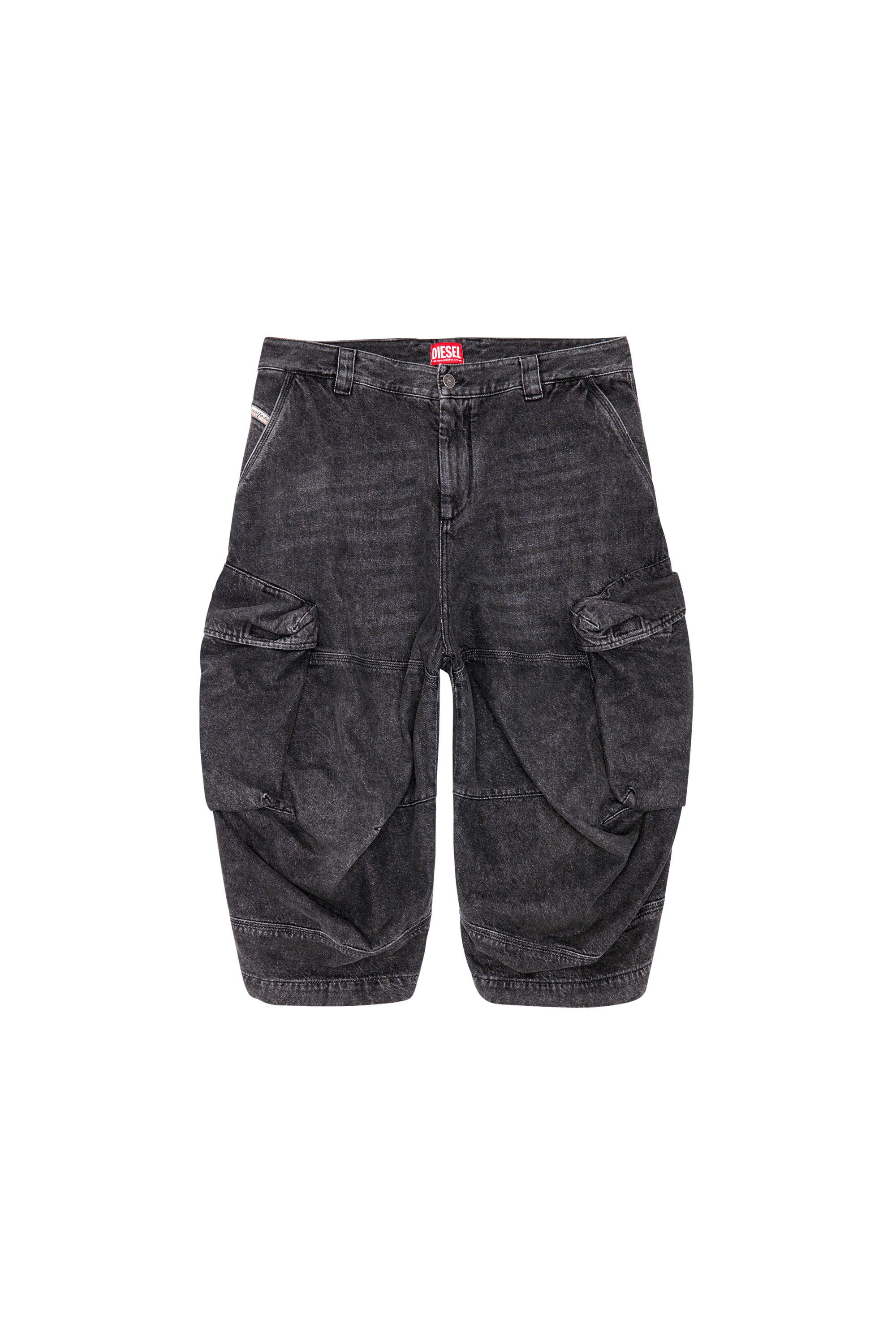 Diesel - D-ARNE-SHORT-S, Man's Long shorts in denim with cargo pockets in Black - 3