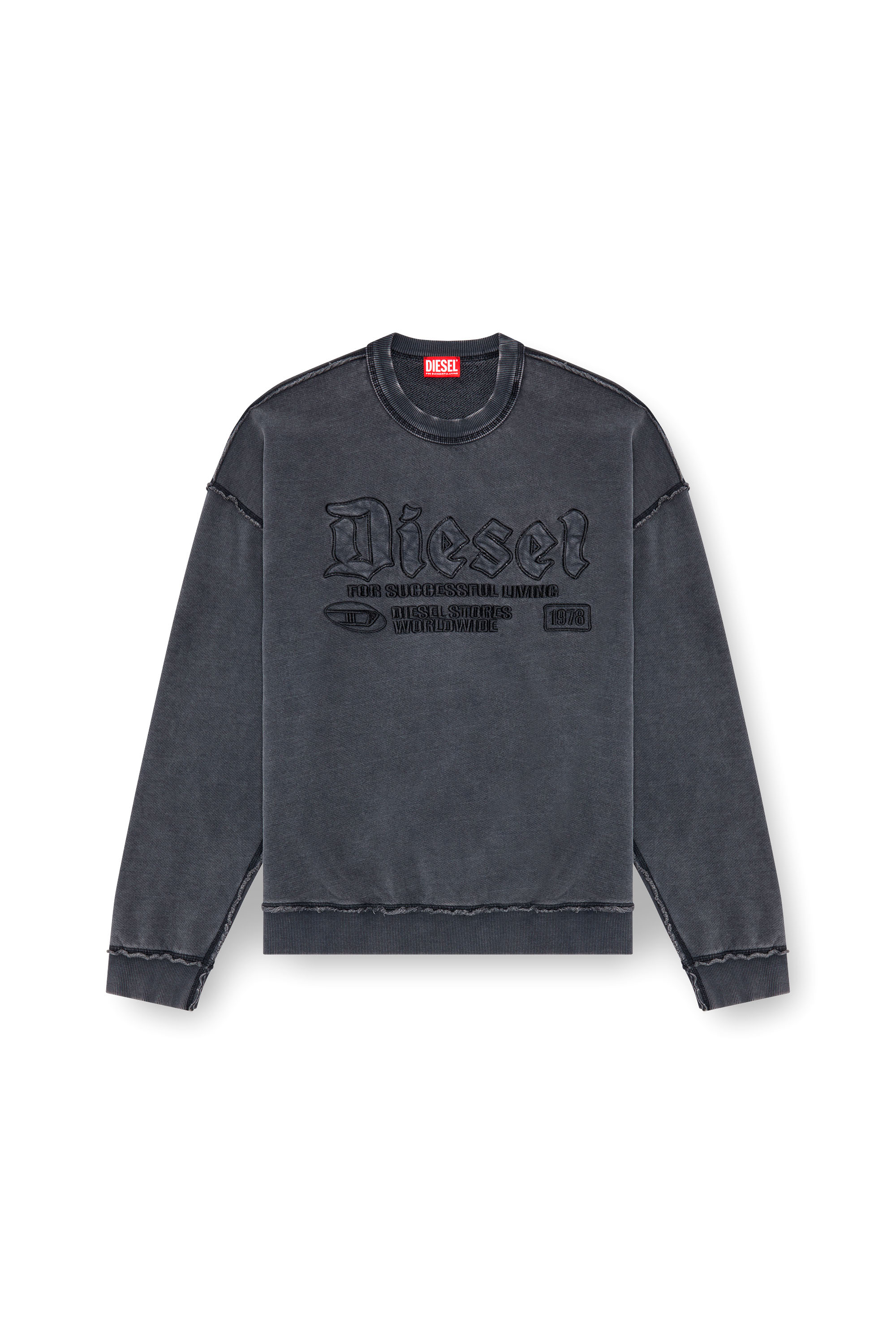 Diesel - S-BOXT-RAW, Man's Sweatshirt with logo embroidery in Black - 3