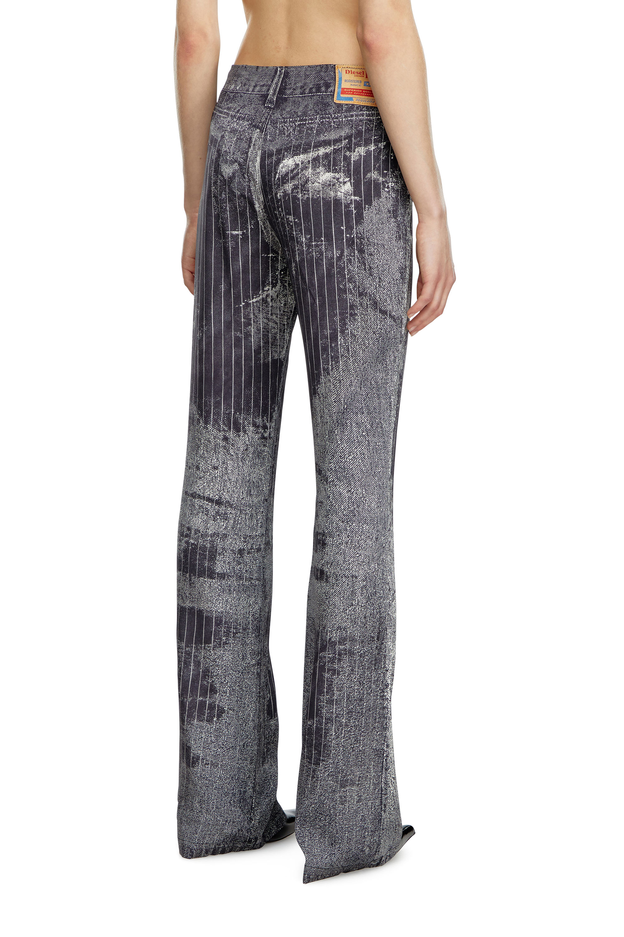 Diesel - P-RETTY, Woman Bootcut satin pants with pinstripe print in Black - Image 4