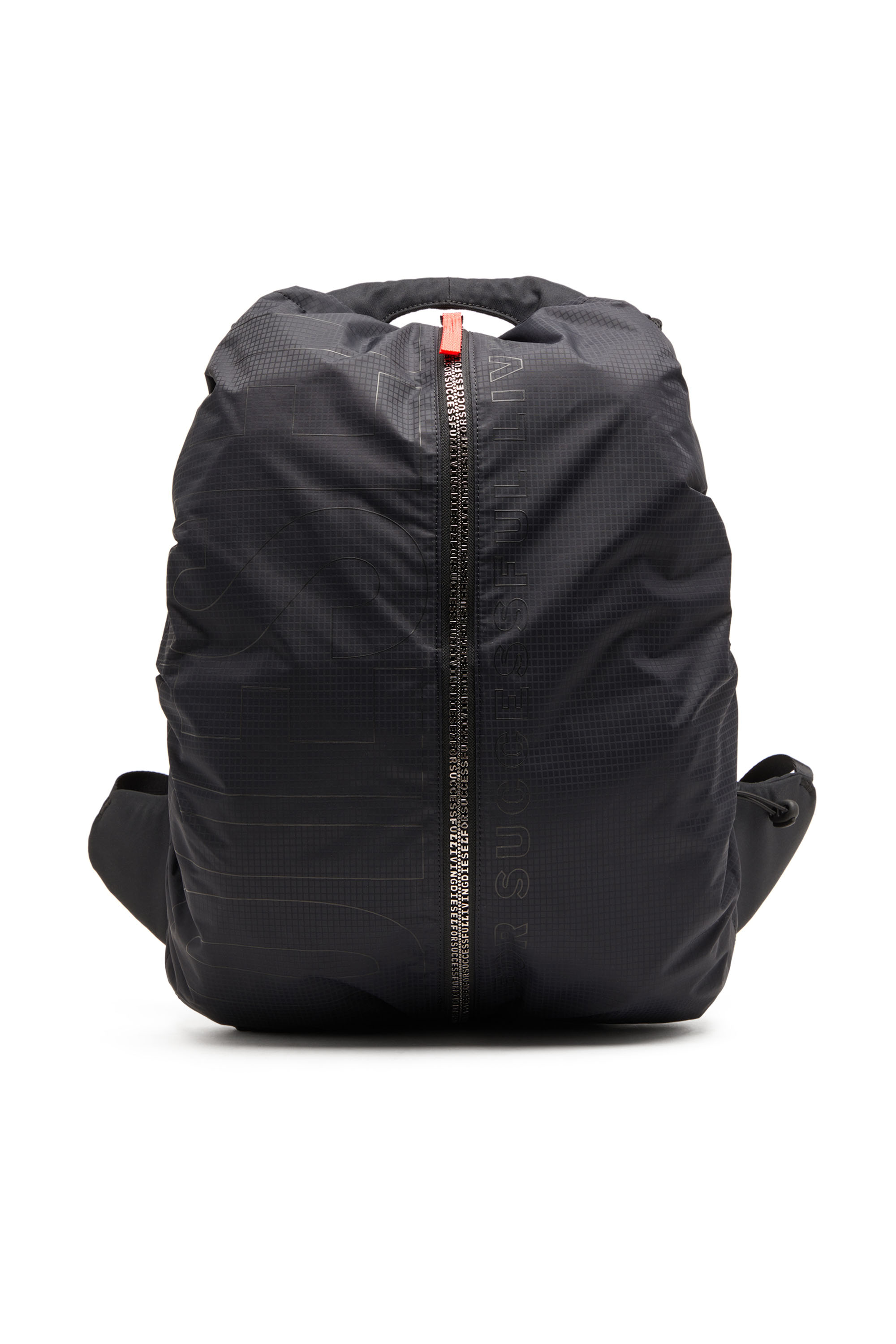 Diesel - ZIP-D BACKPACK X, Man Backpack in check-jacquard shell in Black - Image 1