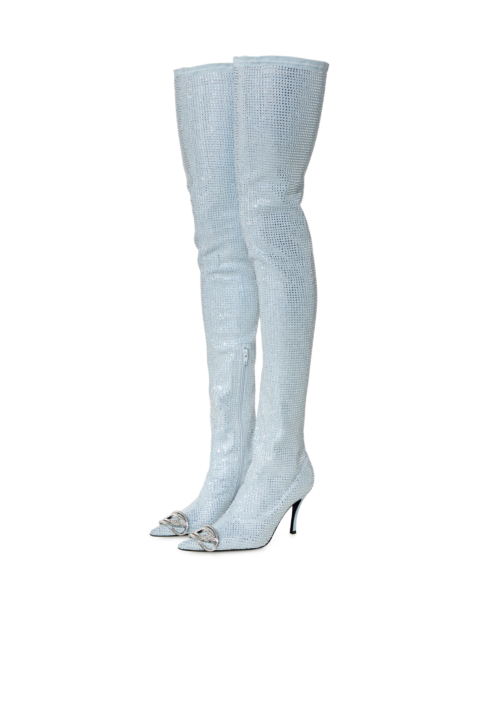 Diesel - D-VENUS TBT, Woman D-Venus Tbt Boots - Over-the-knee boots in rhinestone denim in Blue - Image 7