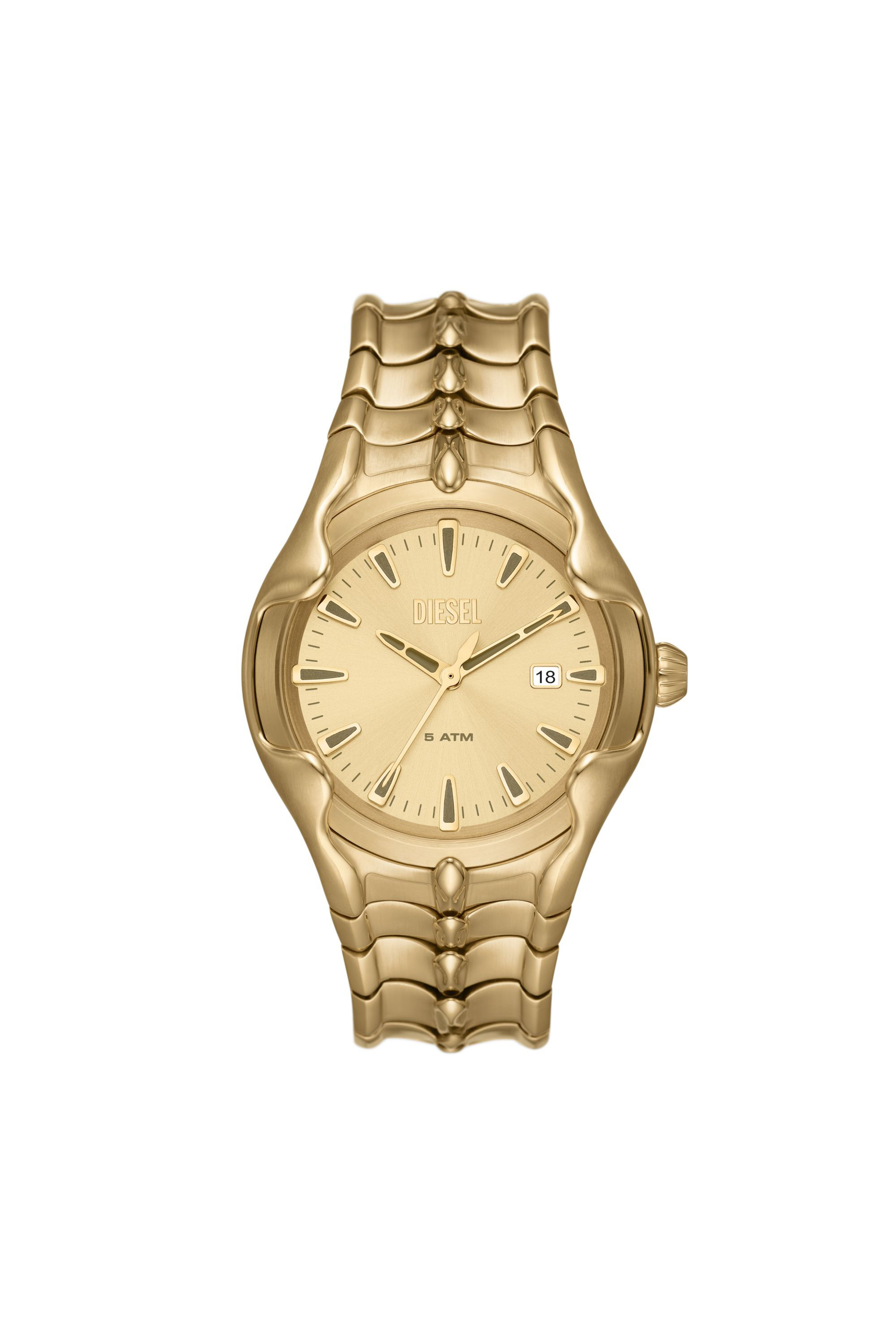 Diesel - DZ2186, Man Vert Three-Hand Date Gold-Tone Stainless Steel Watch in Oro - Image 1