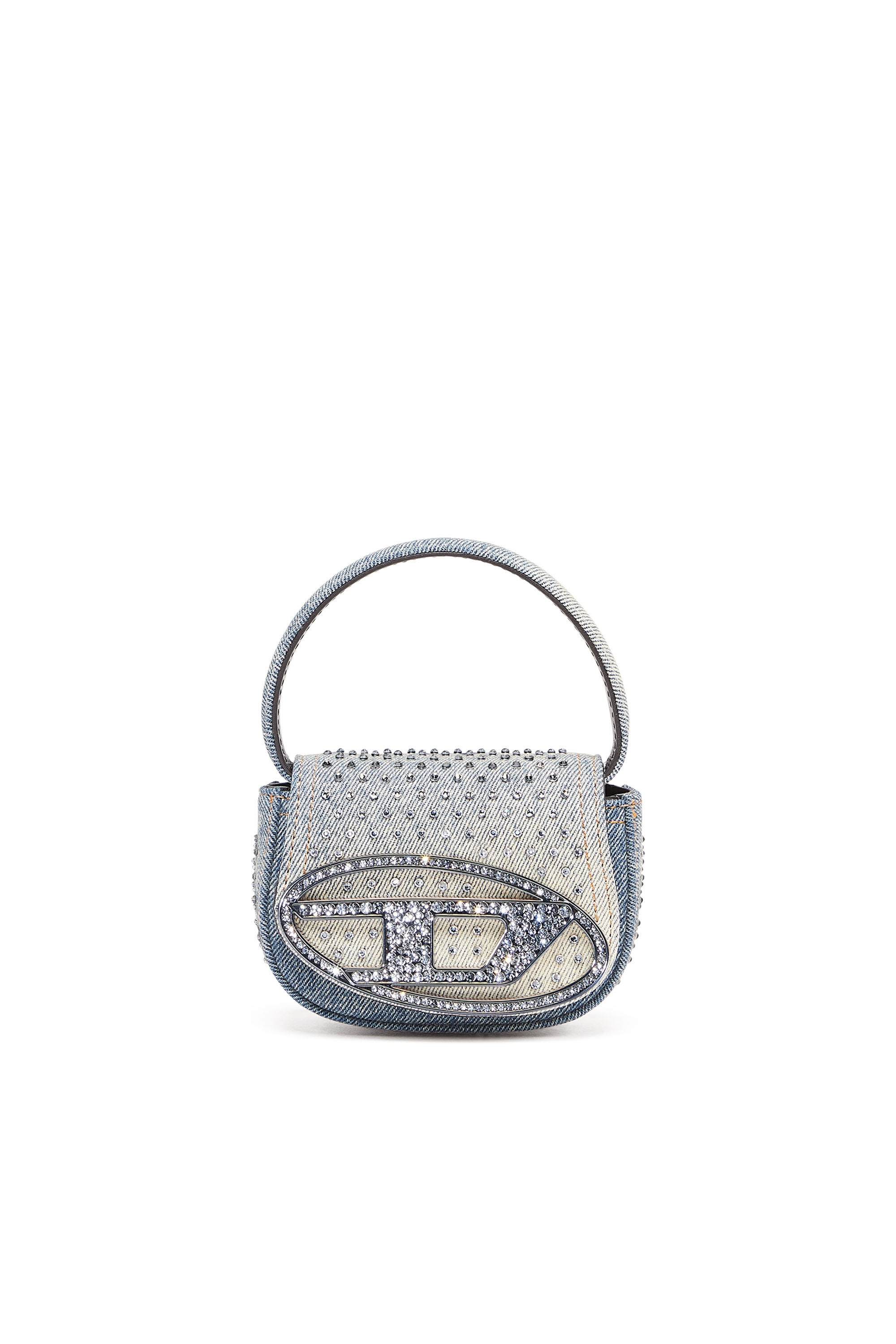 Diesel - 1DR XS, Woman's 1DR XS - Iconic mini bag in denim and crystals in Light Blue - 1